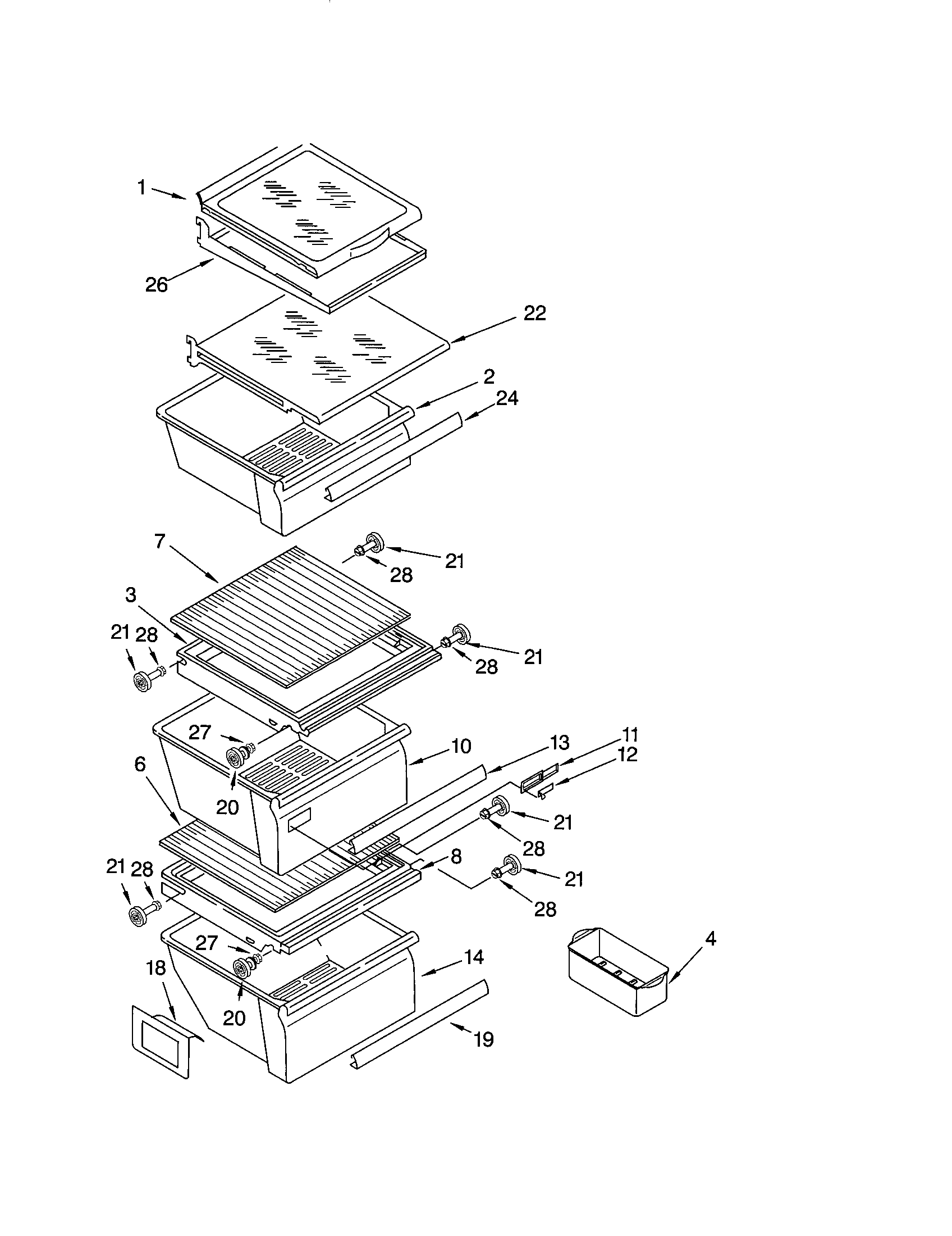 Kenmore 10653564200 refrigerator shelf diagram
