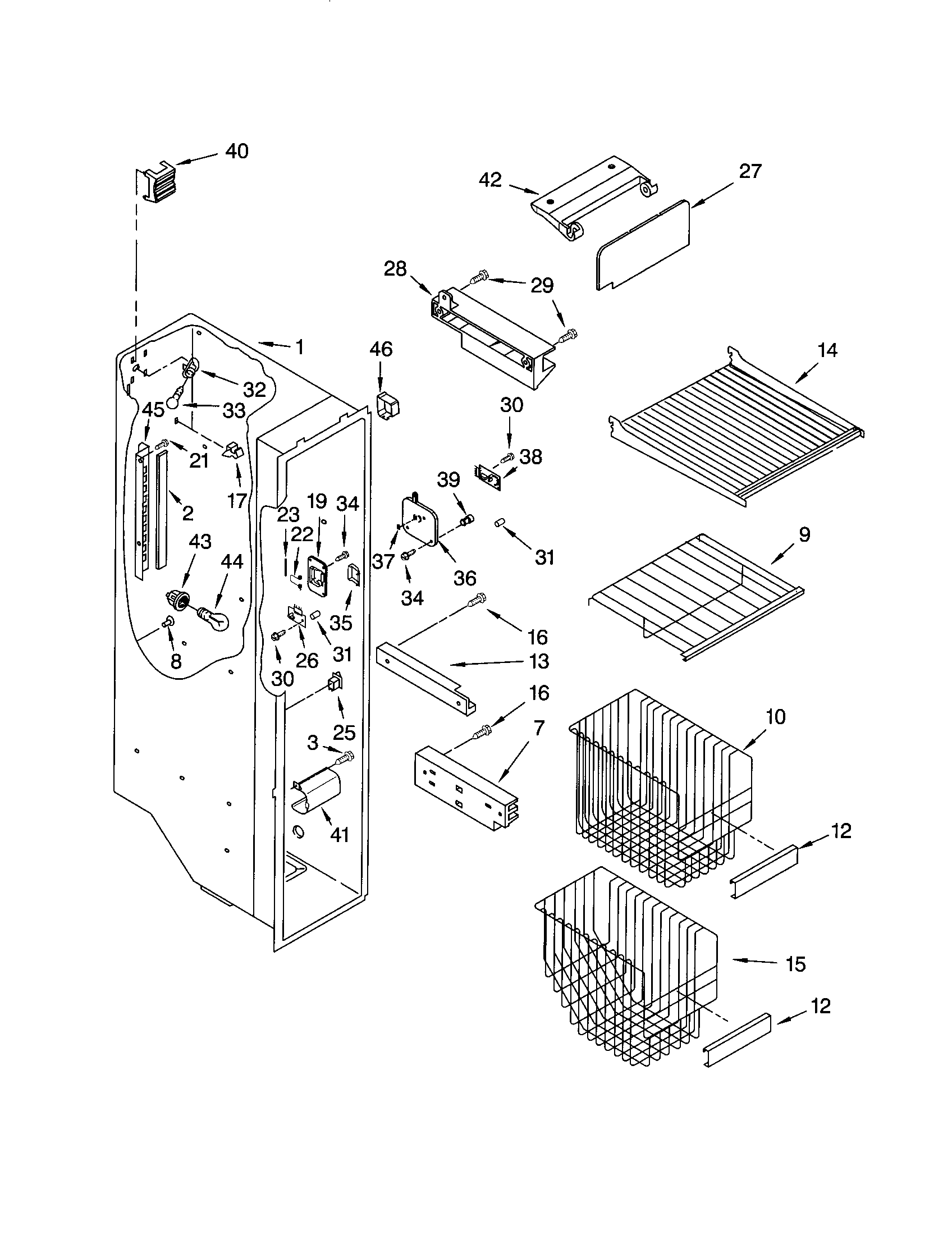 Kenmore 10653564200 freezer liner diagram