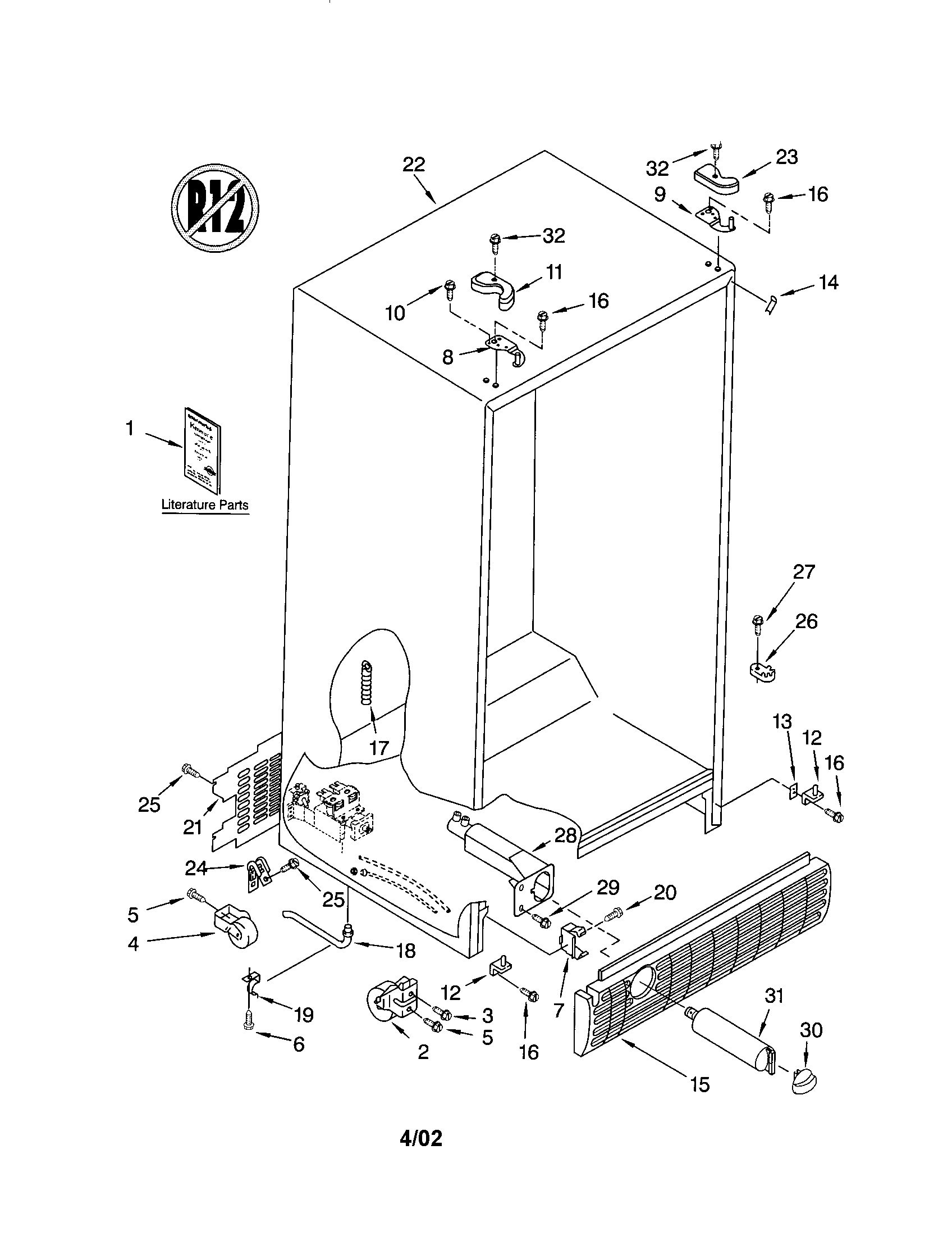 Kenmore 10653264200 cabinet diagram
