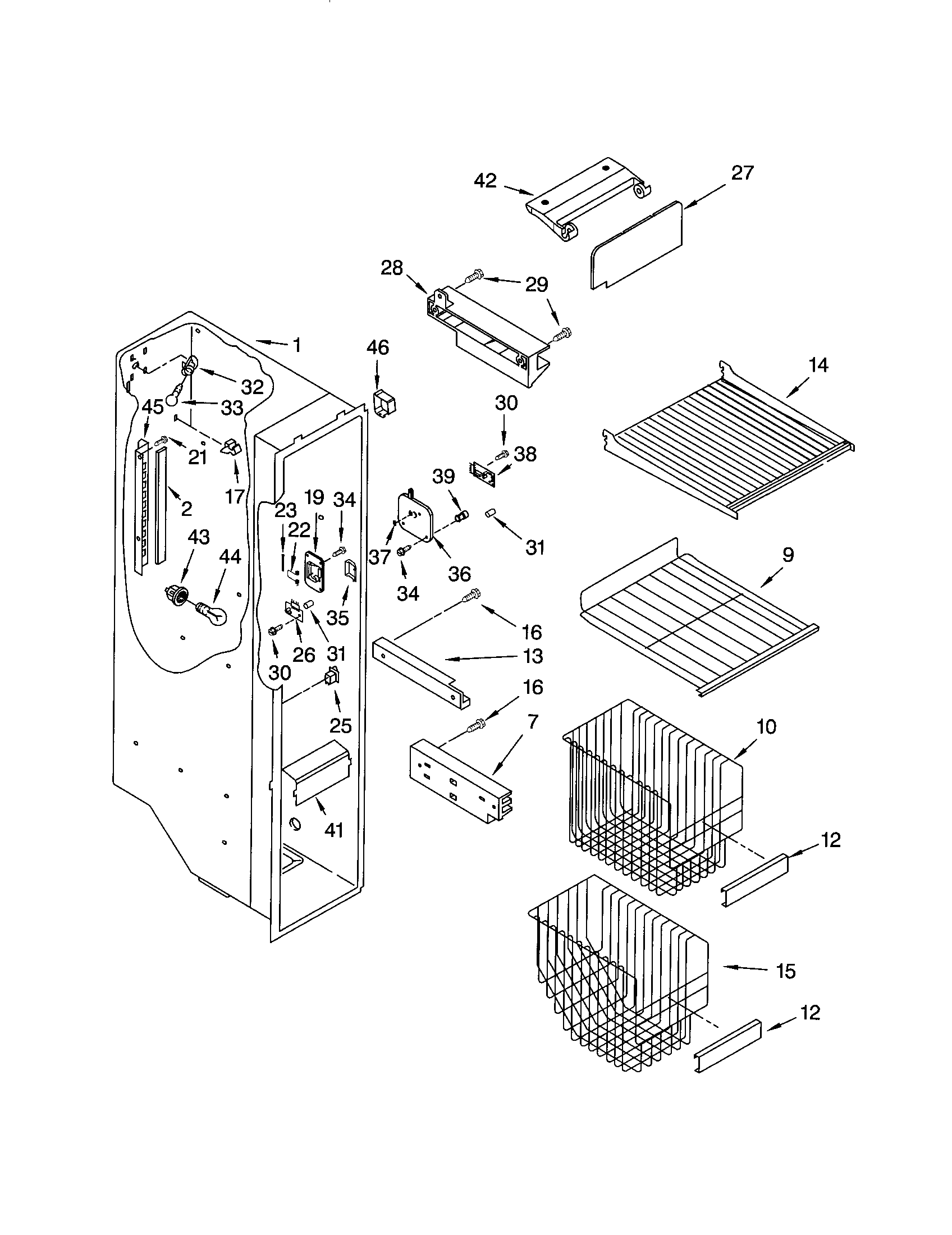 Kenmore 10653264200 freezer liner diagram