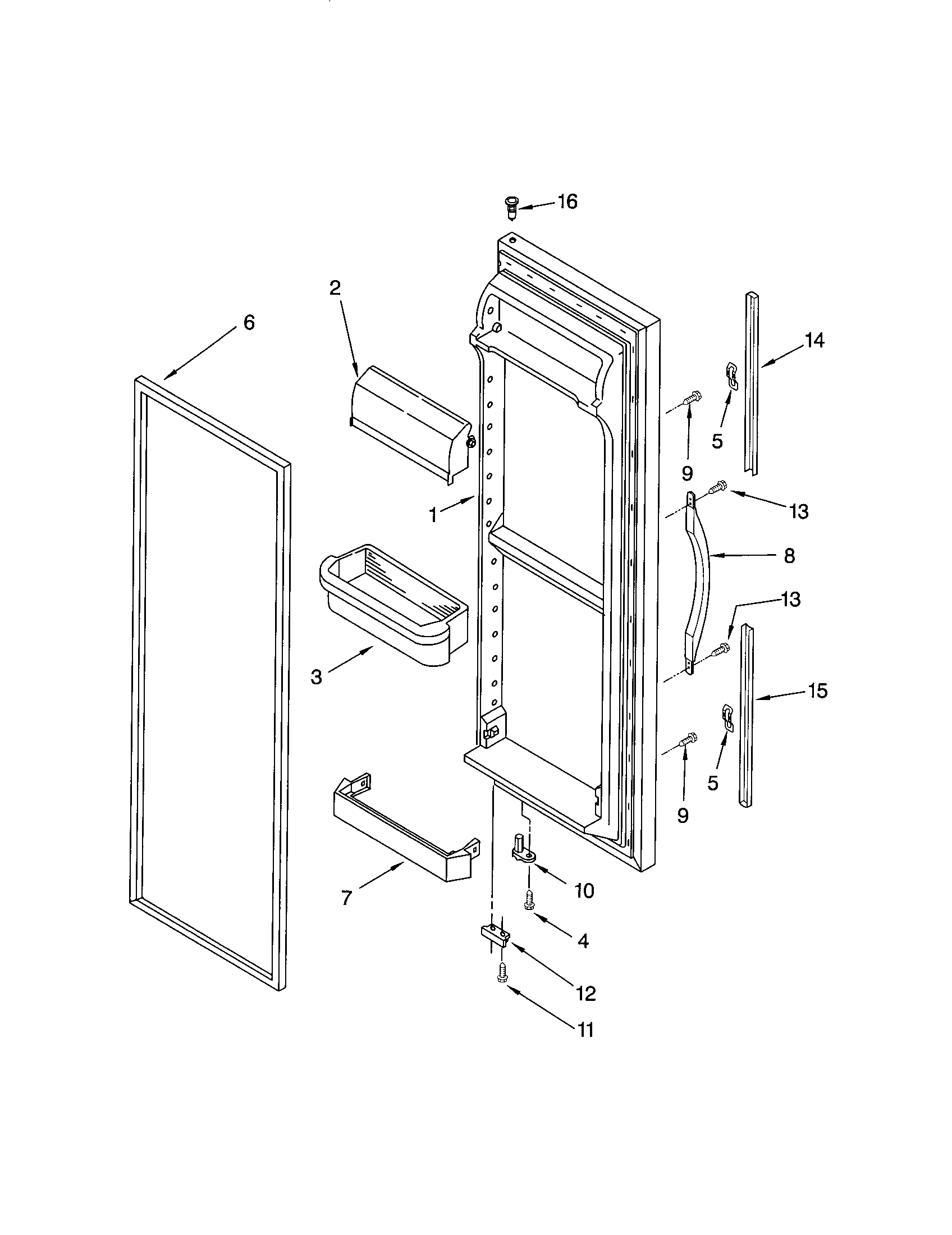 Kenmore 10653264200 refrigerator door diagram