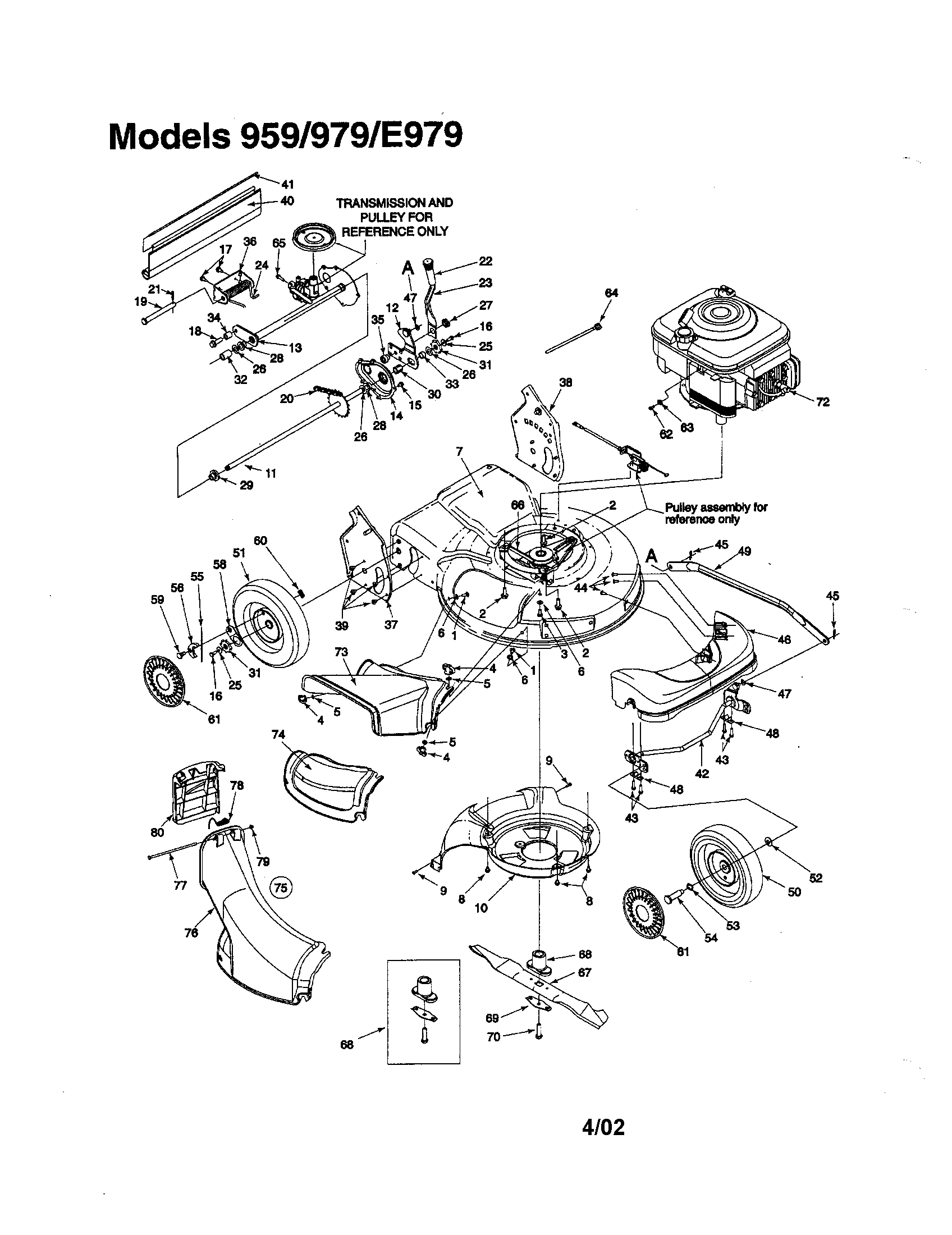 MTD 970-979 engine/deck-21"/wheel diagram