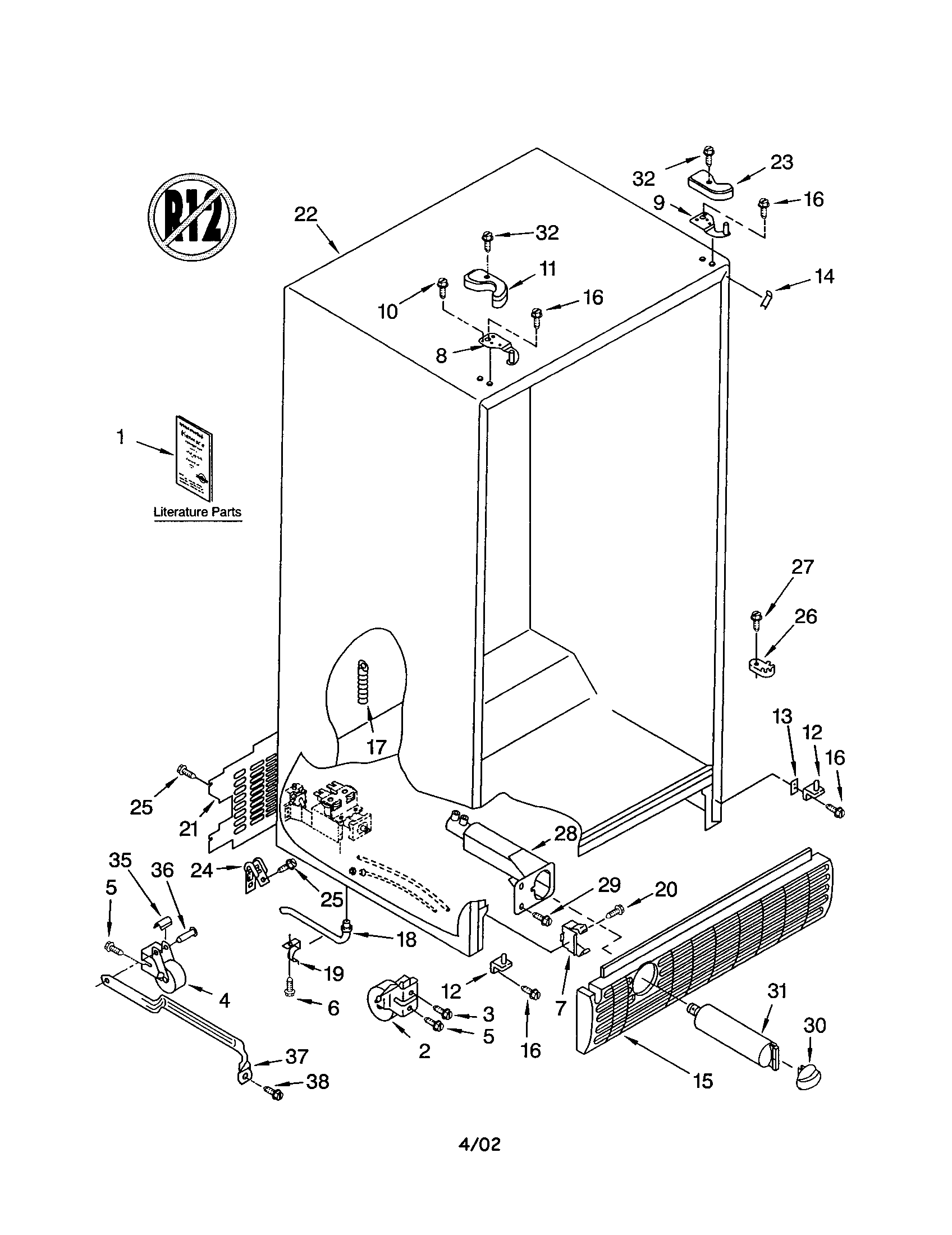 Kenmore 10653292200 cabinet diagram