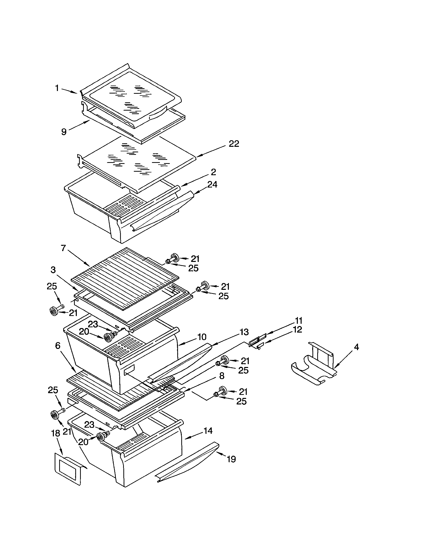 Kenmore 10653292200 refrigerator shelf diagram
