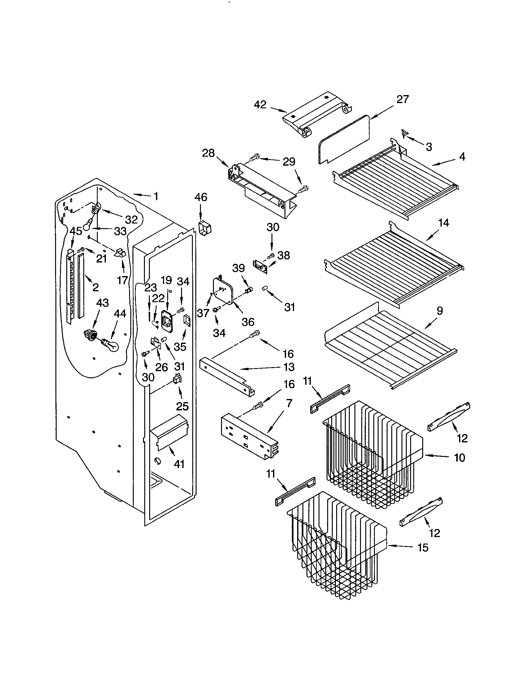 Kenmore 10653292200 freezer liner diagram