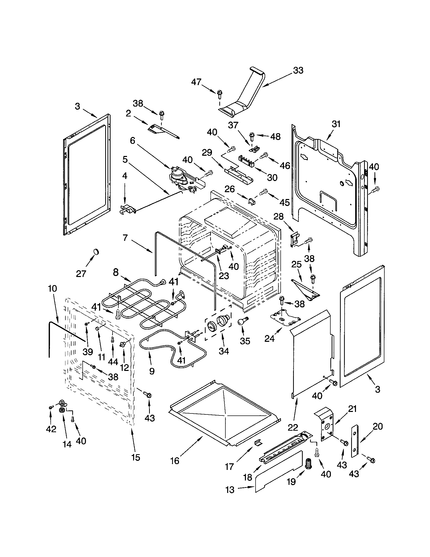 Kenmore 66595033200 chassis diagram