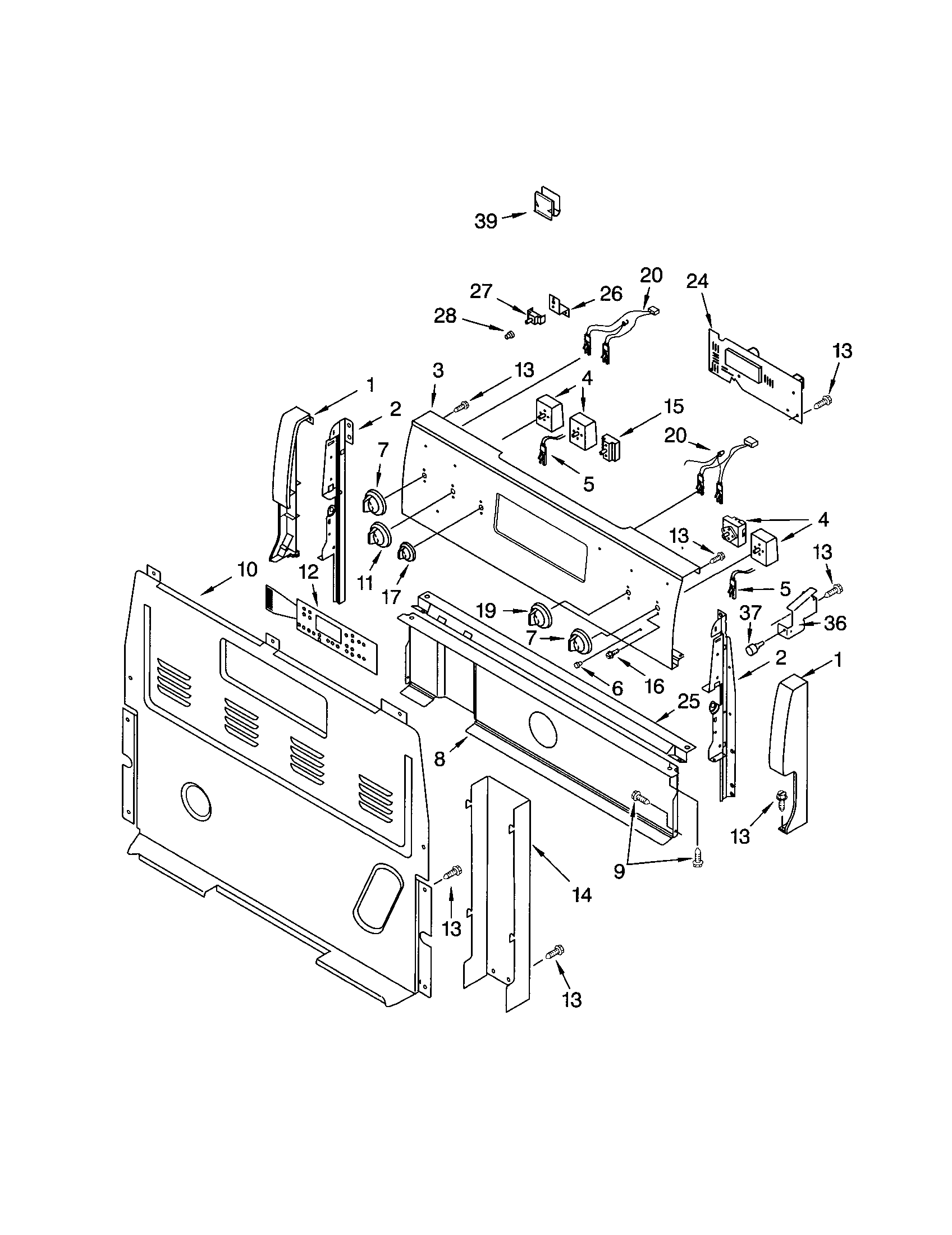 Kenmore 66595033200 control panel diagram