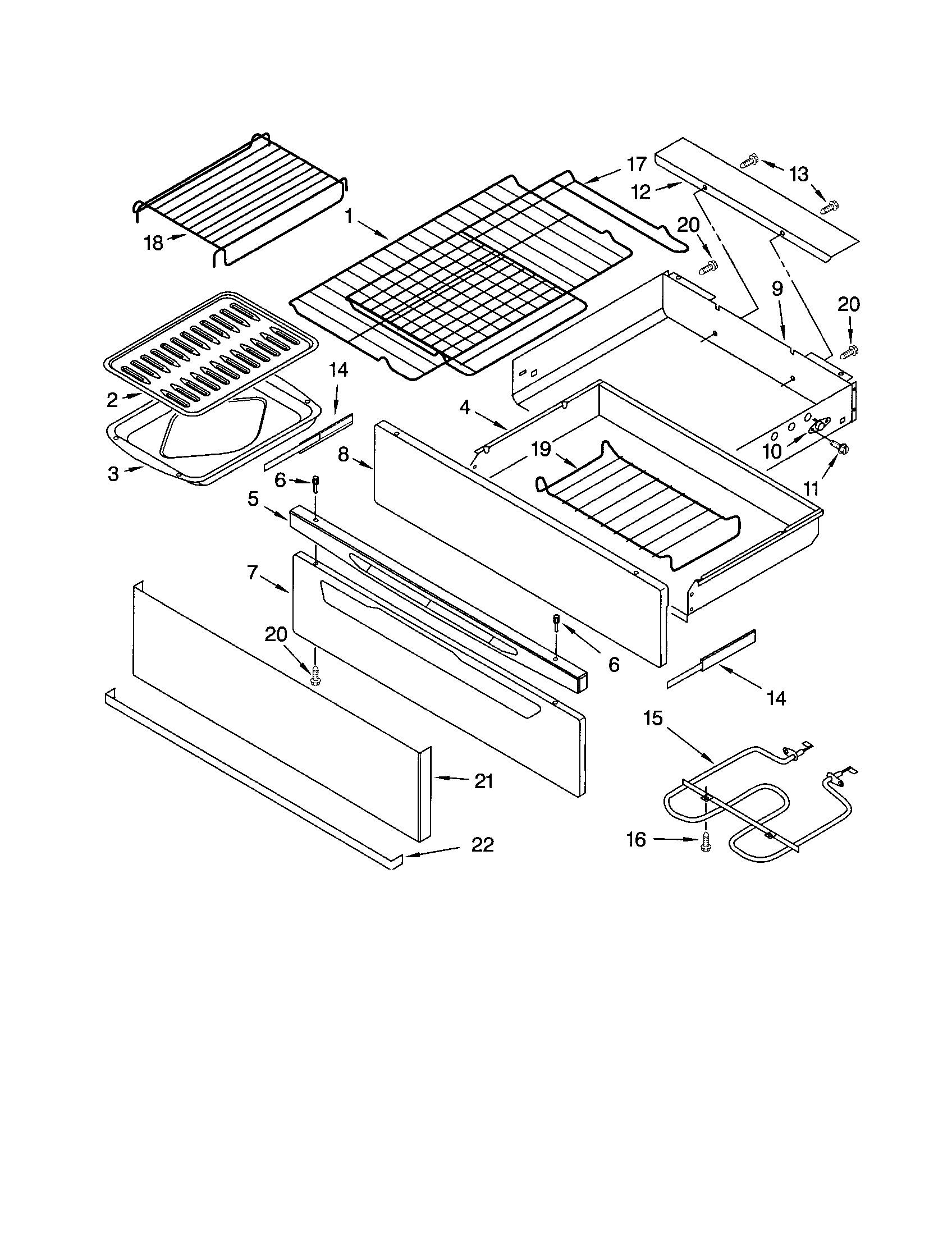Kenmore 66595033200 warming drawer and broiler diagram