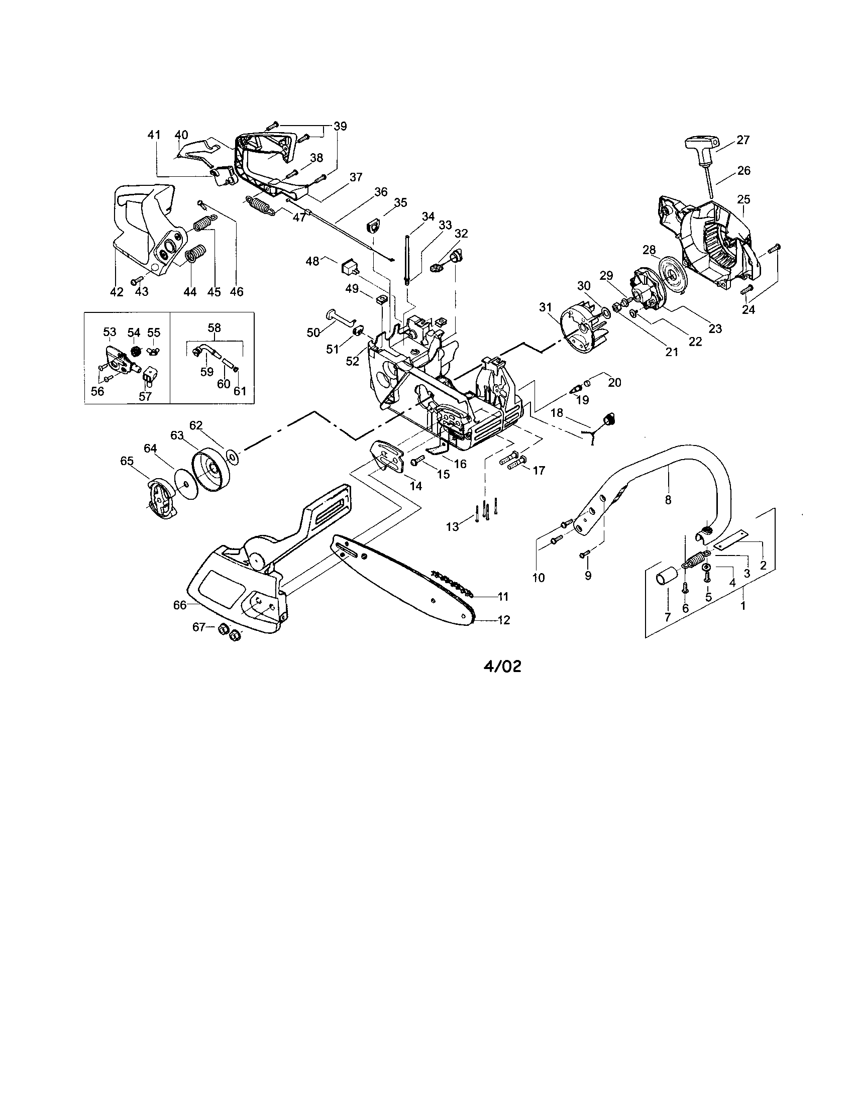Craftsman 358352730 chain-16"/bar/chassis diagram