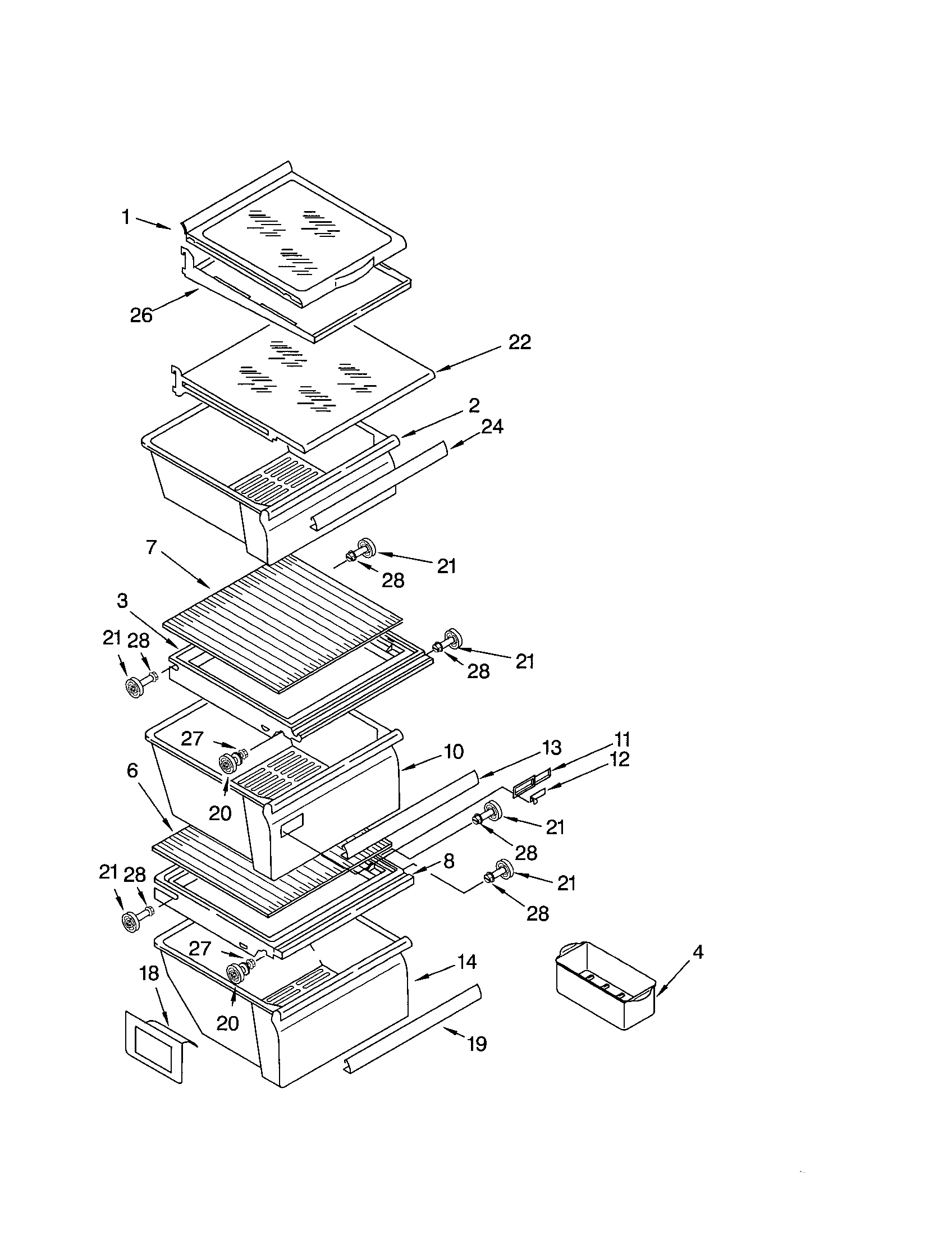 Kenmore 10653759201 refrigerator shelf diagram