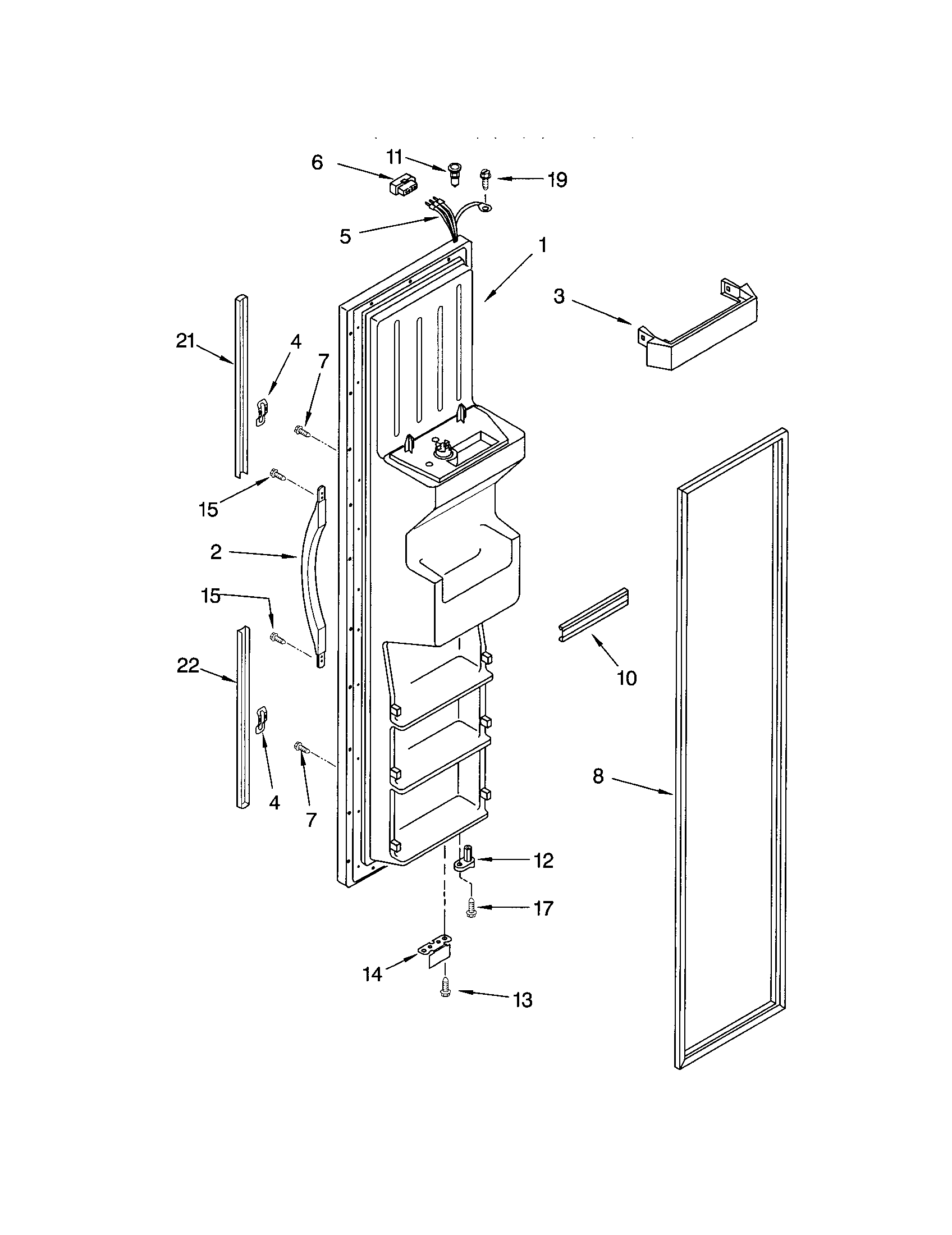 Kenmore 10653759201 freezer door diagram