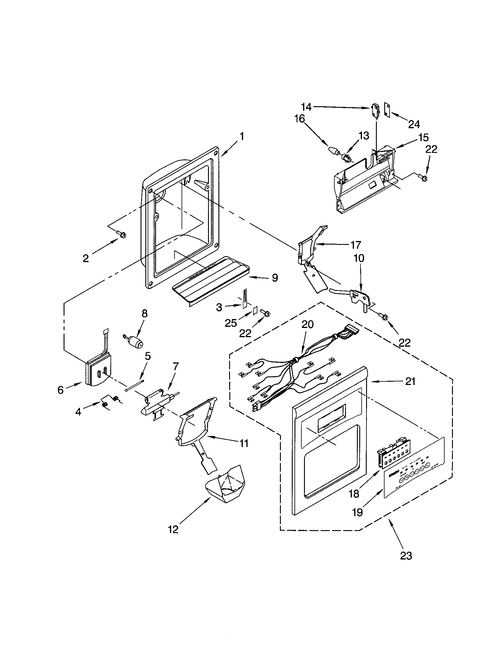 Kenmore 10653759201 dispenser front diagram