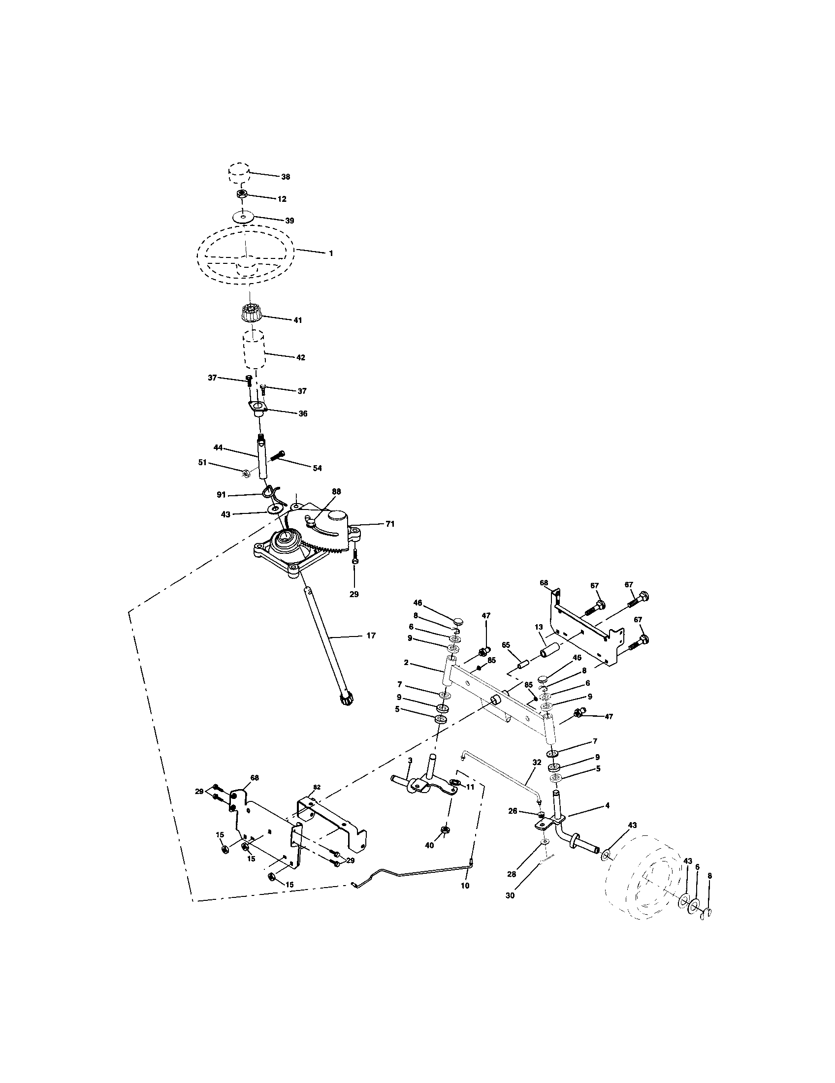 Craftsman 917271661 steering assembly diagram