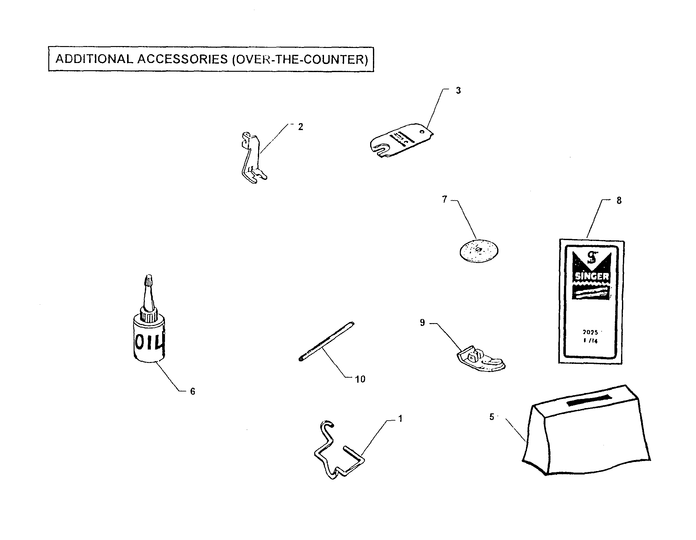 Singer 9832 additional accessories diagram