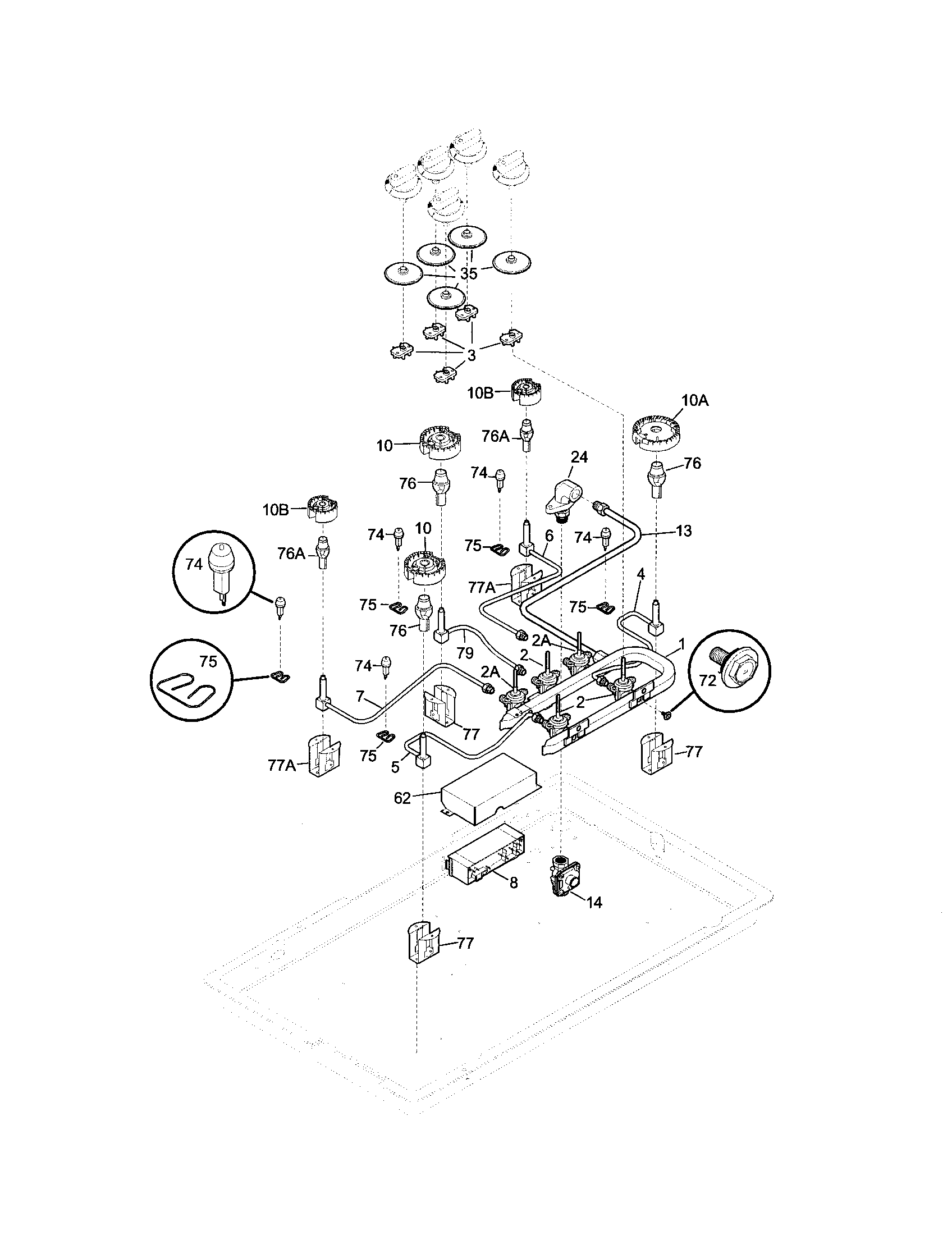Frigidaire FGC36S8HBA burner diagram
