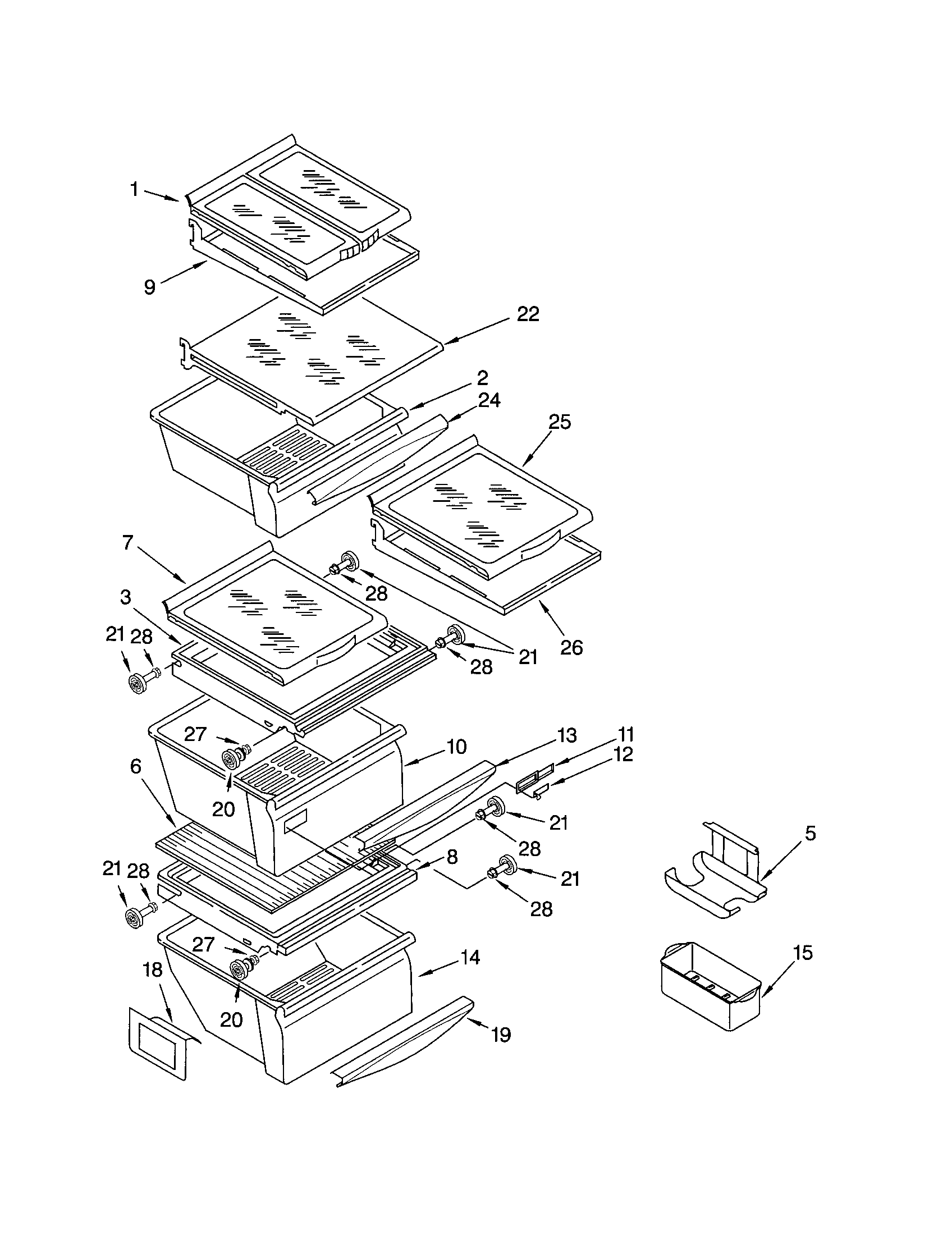 Kenmore 10652609101 refrigerator shelf diagram