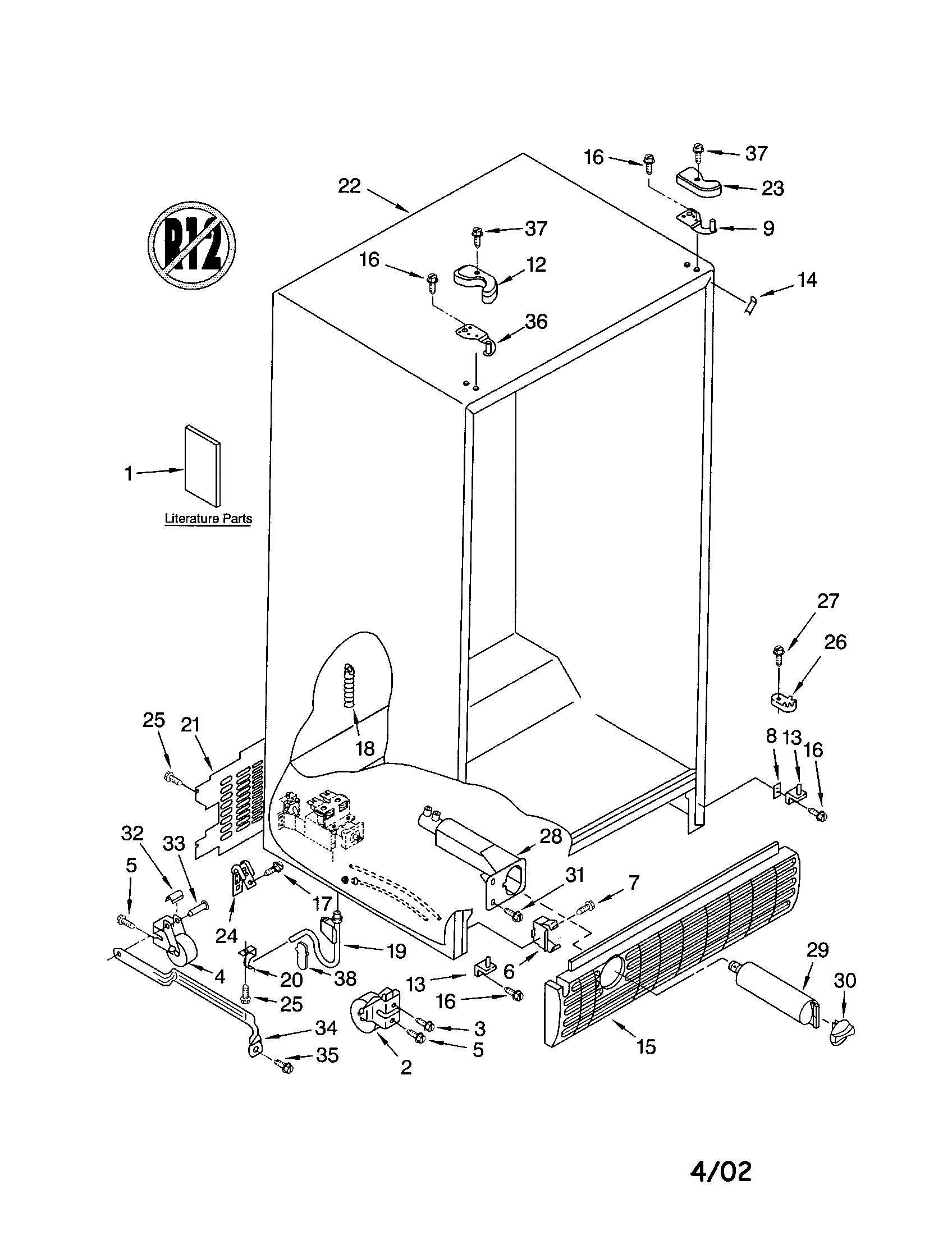 Kenmore 10652704101 cabinet diagram