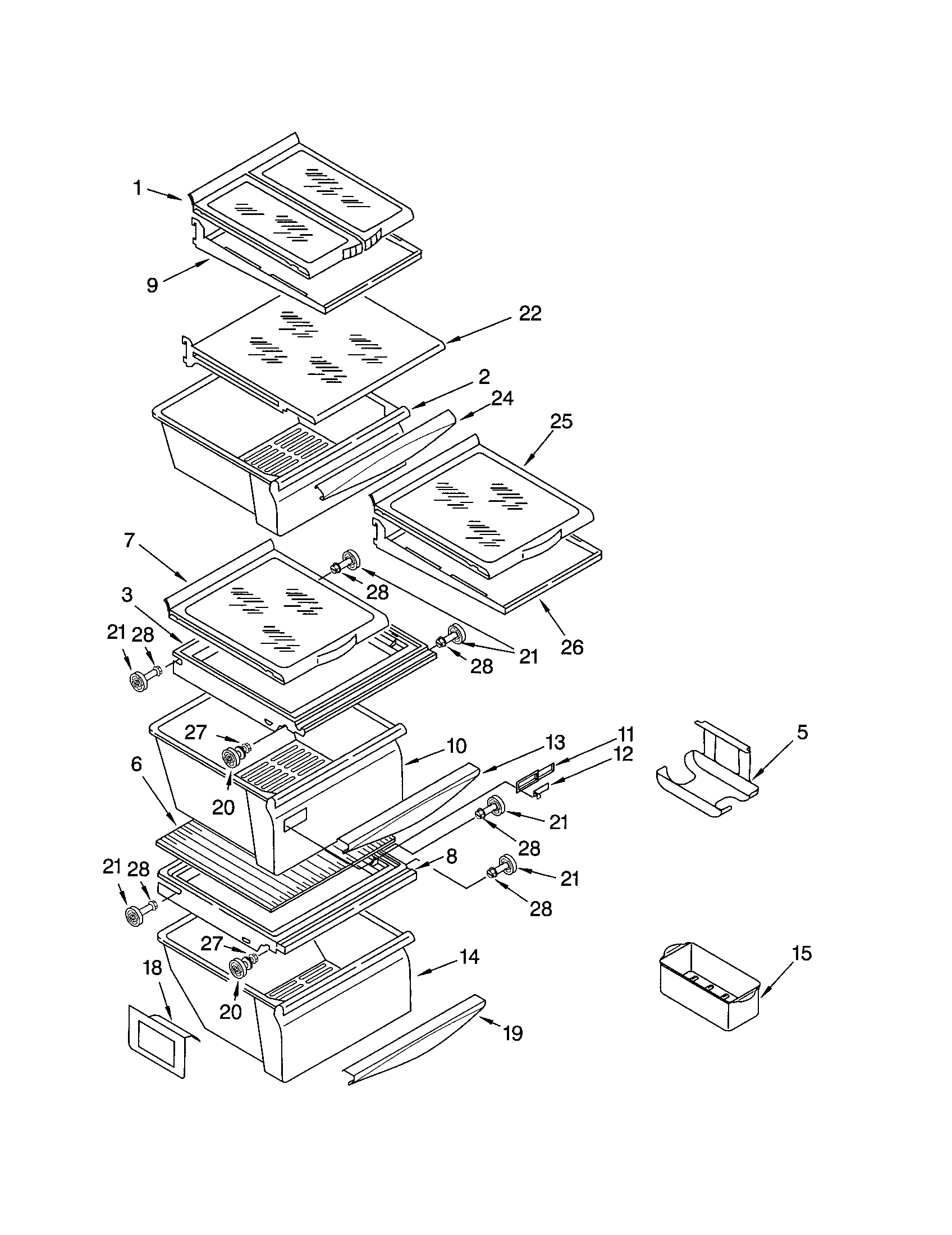 Kenmore 10652704101 refrigerator shelf diagram