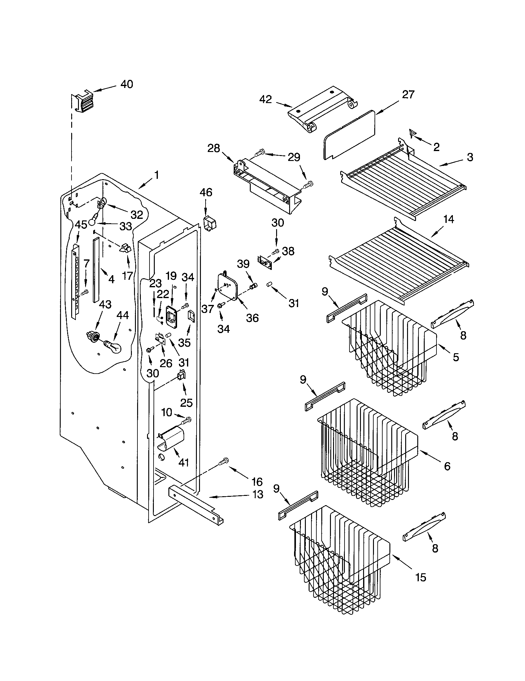 Kenmore 10652704101 freezer liner diagram