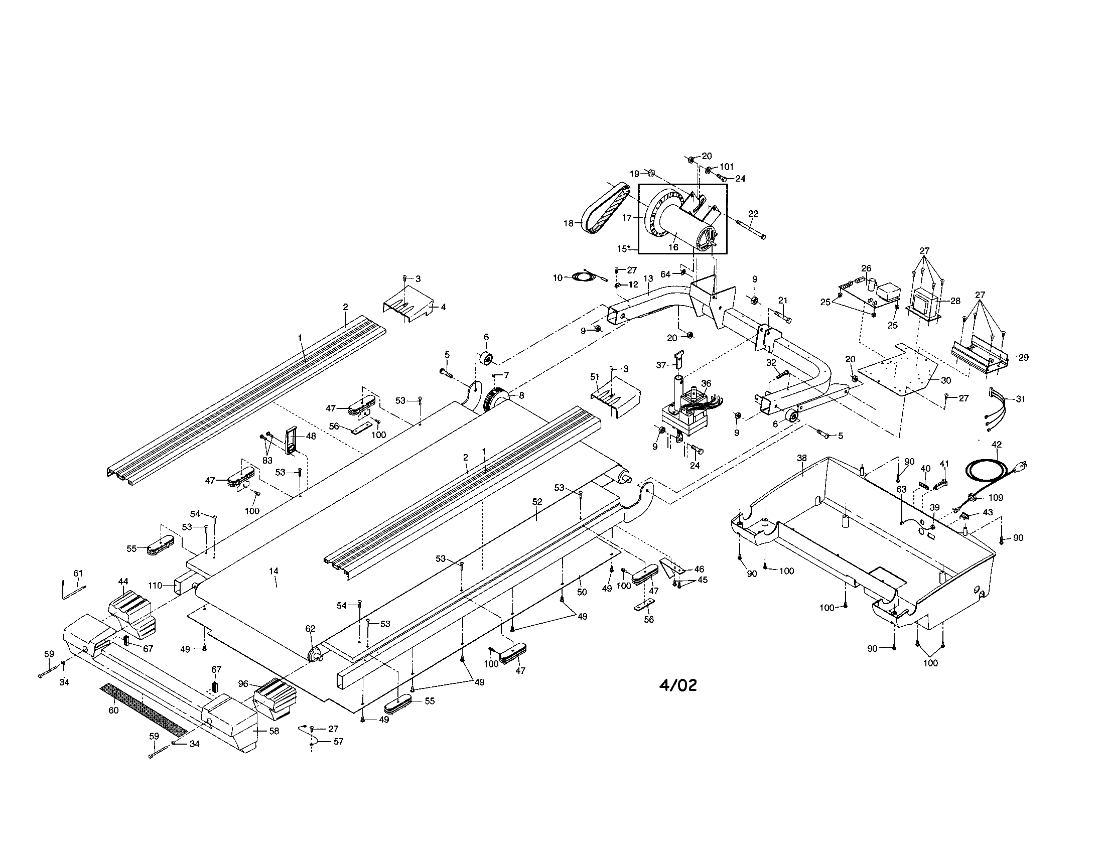 NordicTrack 831298771 walking and motor belts diagram