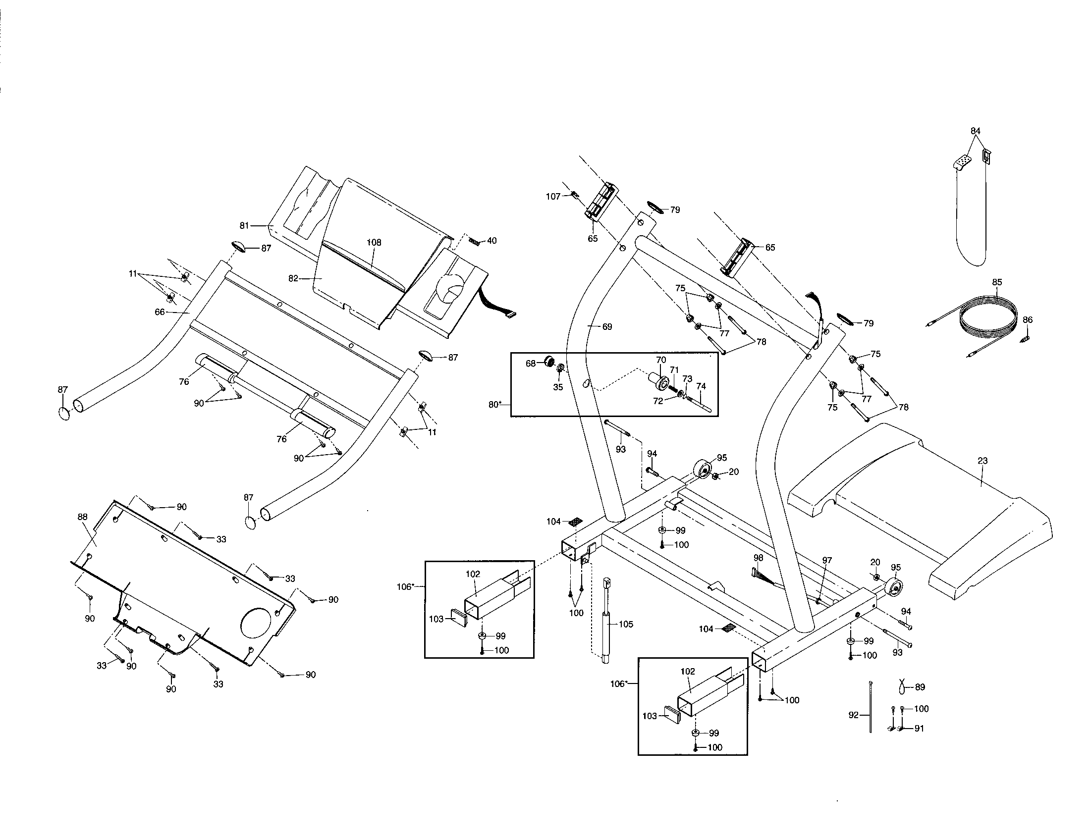 NordicTrack 831298771 console base/handrails diagram