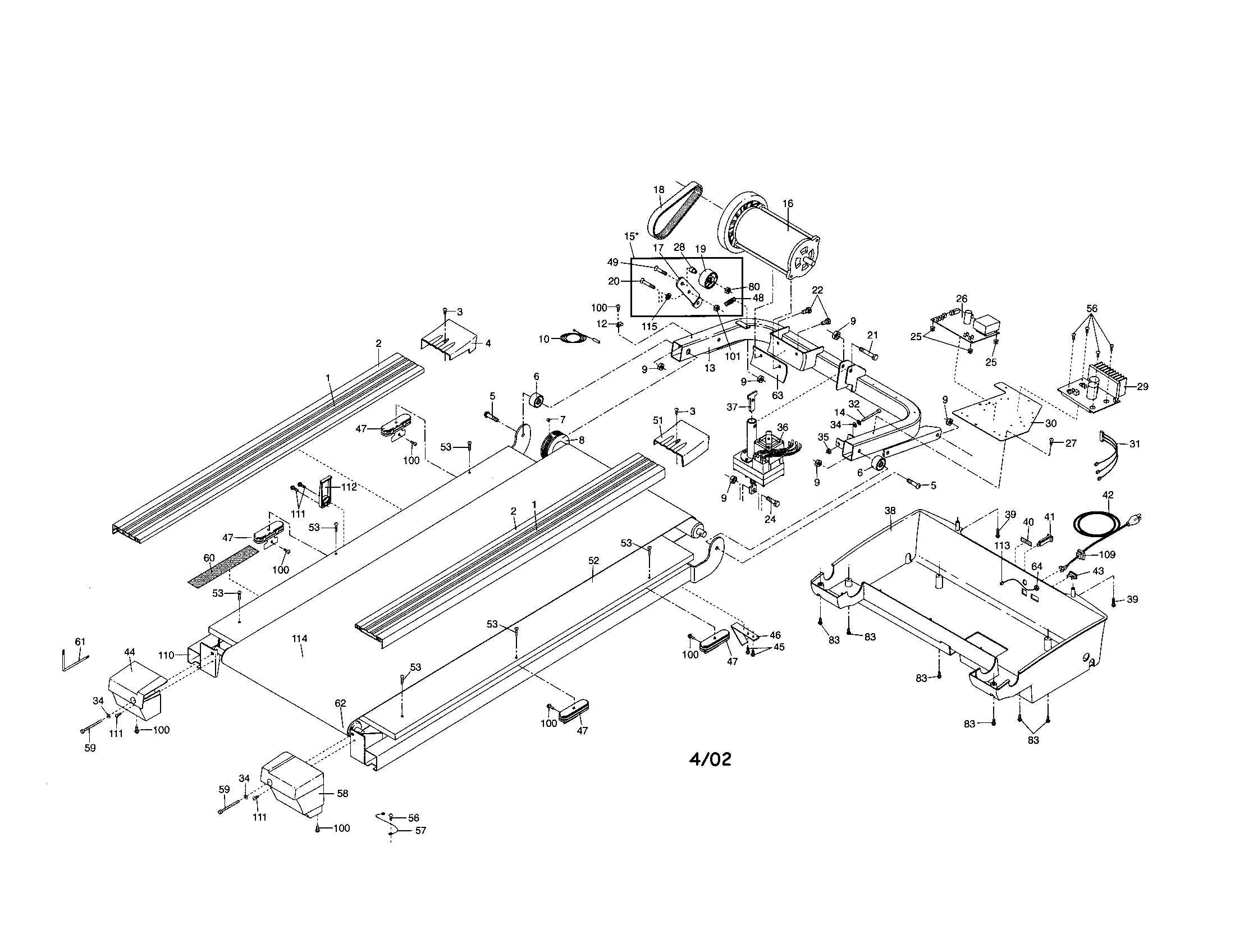 NordicTrack NTTL15020 walking and motor belts diagram