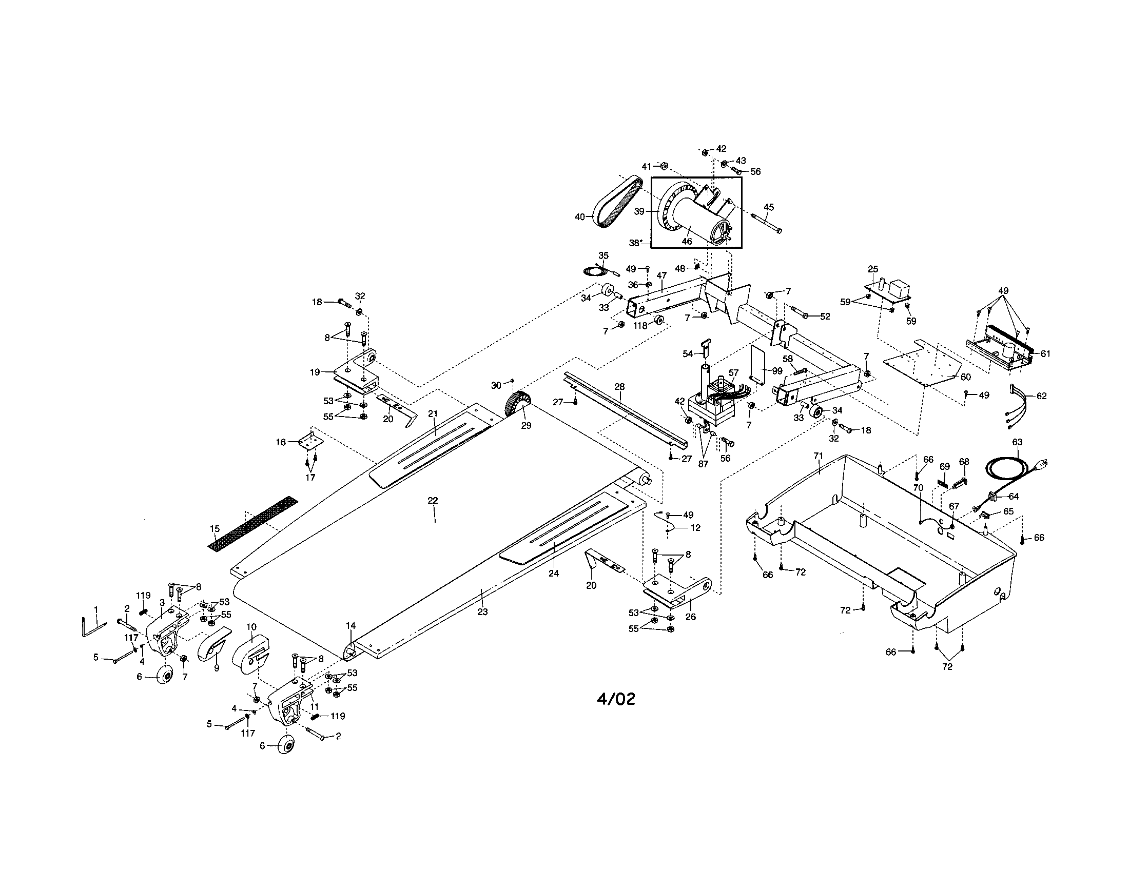 NordicTrack 831298784 walking and motor belts diagram