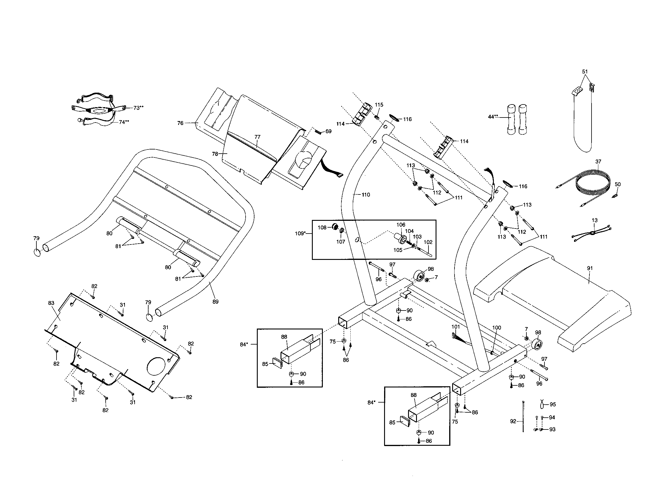 NordicTrack 831298784 console base/handrails diagram