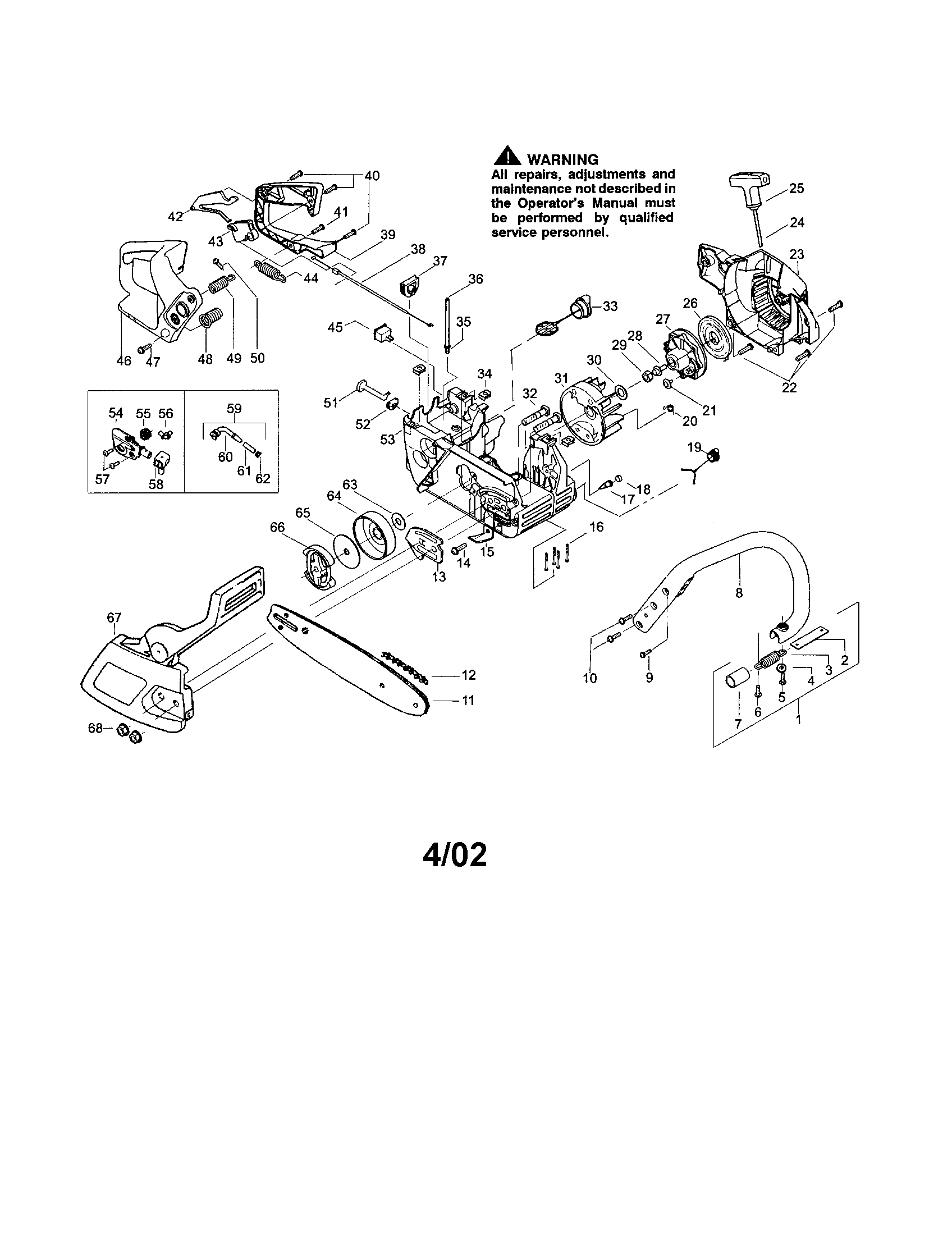 Craftsman 358348220 bar/chain/handle/flywheel diagram