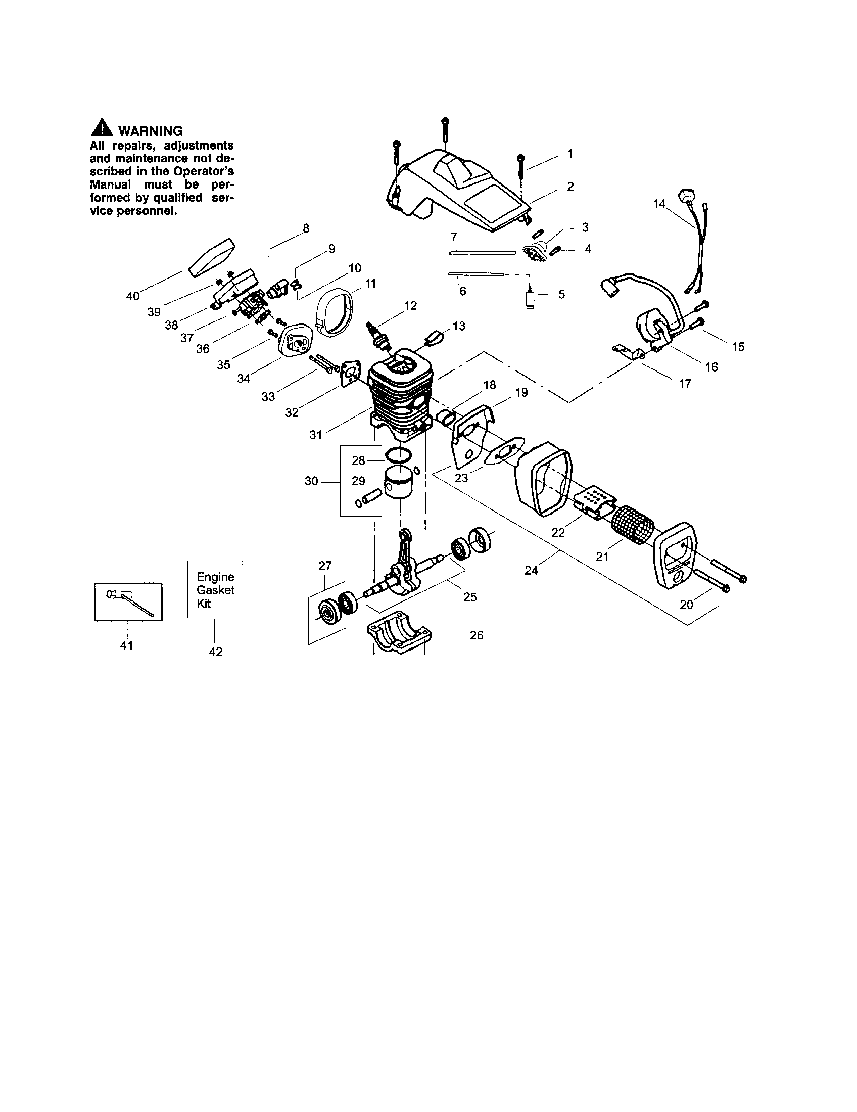 Craftsman 358348220 muffler/cylinder/crankcase diagram
