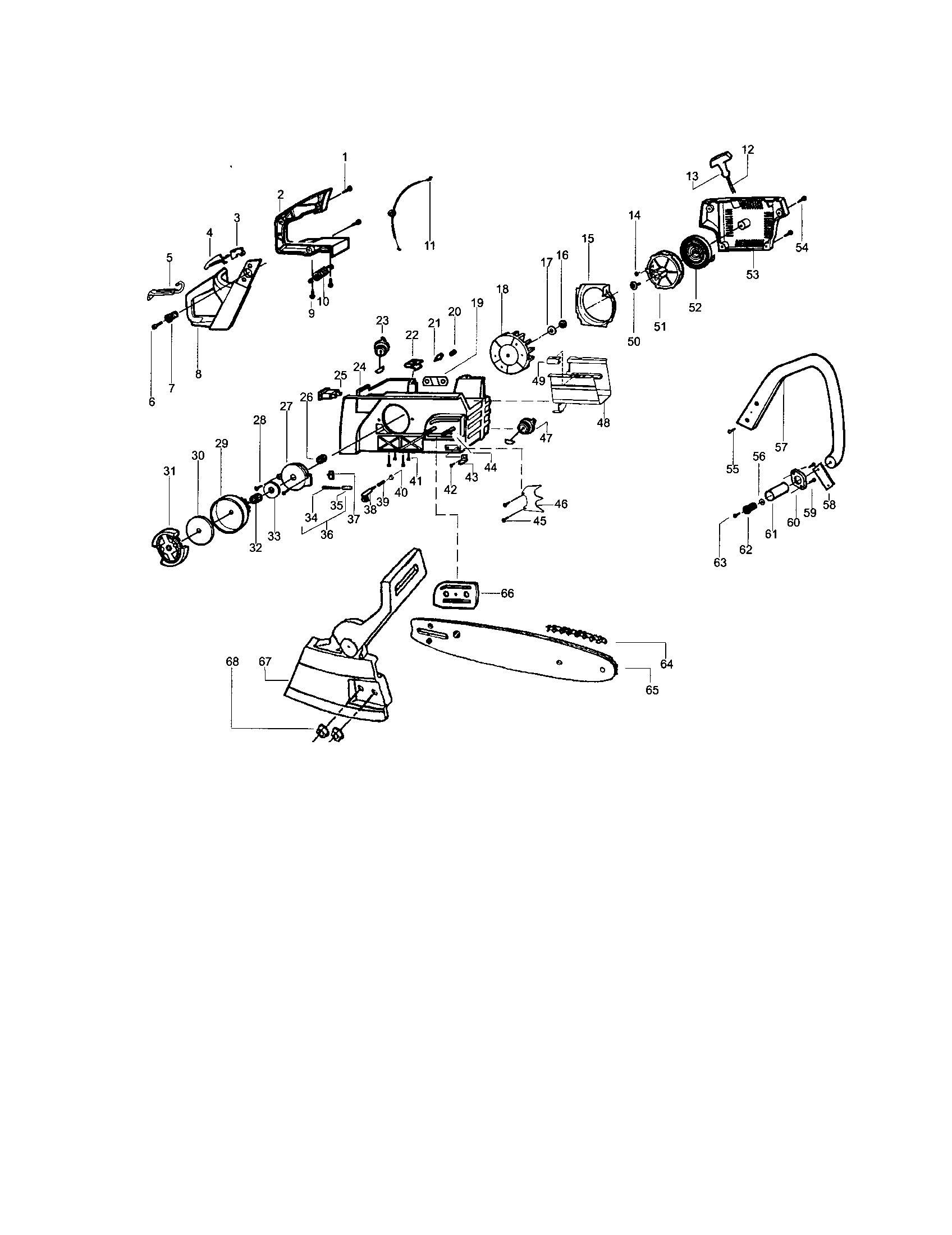 Craftsman 358348230 chain/bar/handle/flywheel diagram