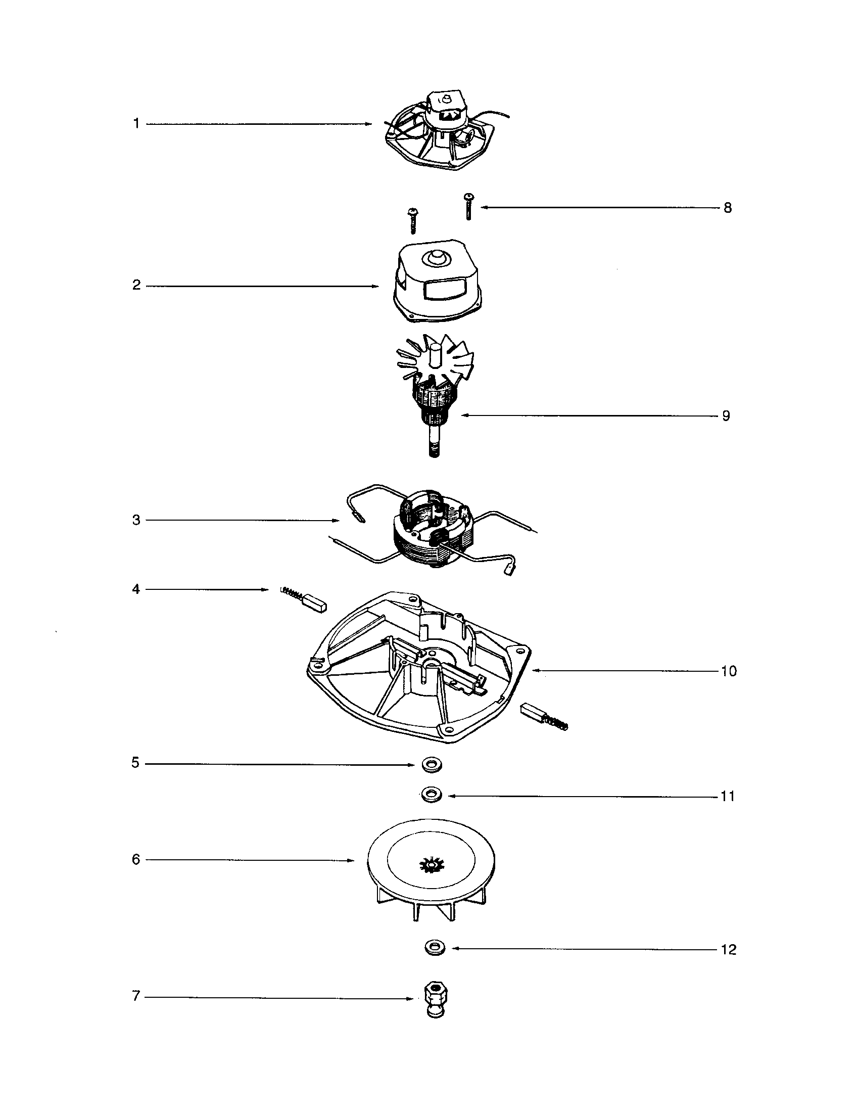 Eureka SC679JGS motor/fan/housing diagram