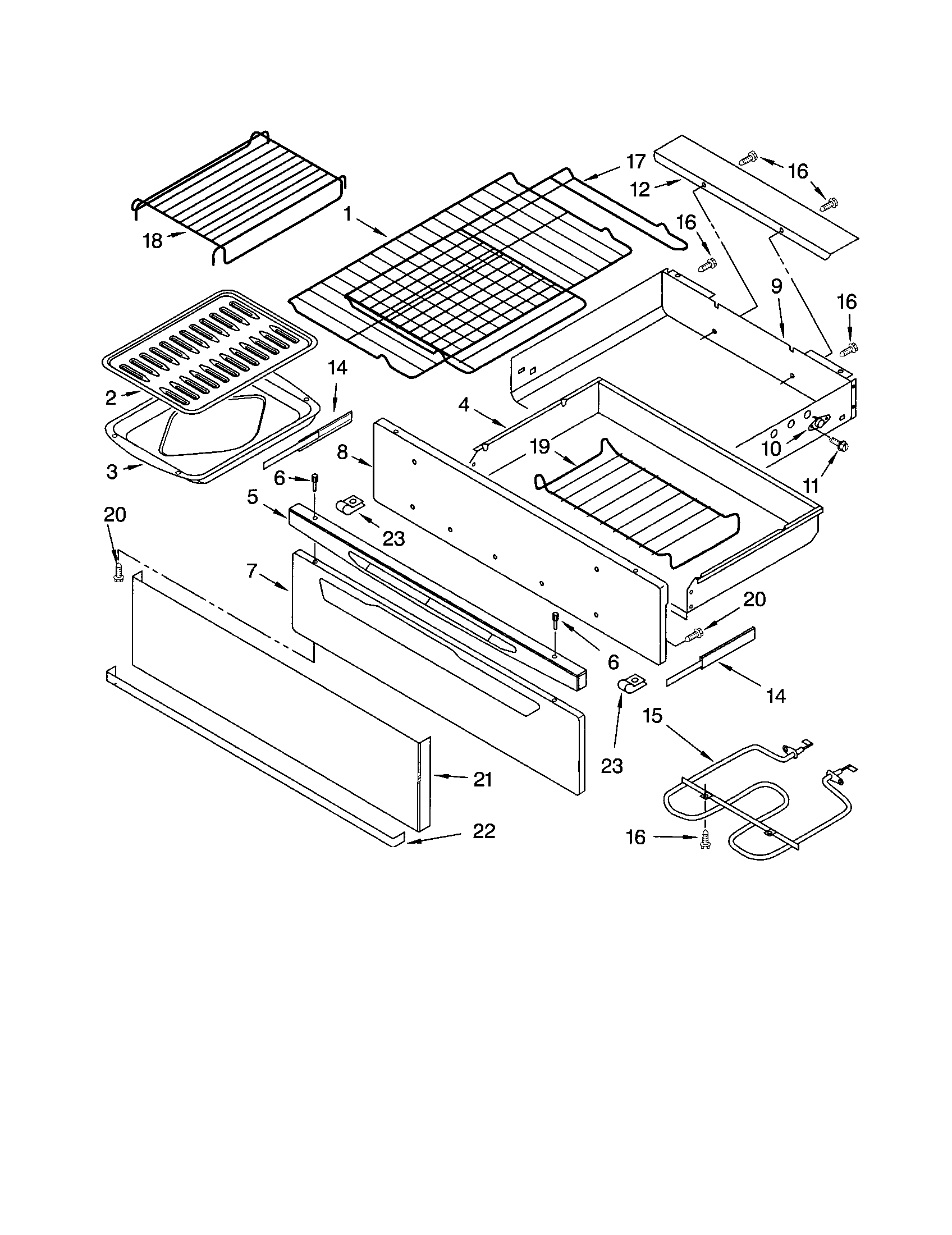 Kenmore 66595824004 warming drawer and broiler diagram