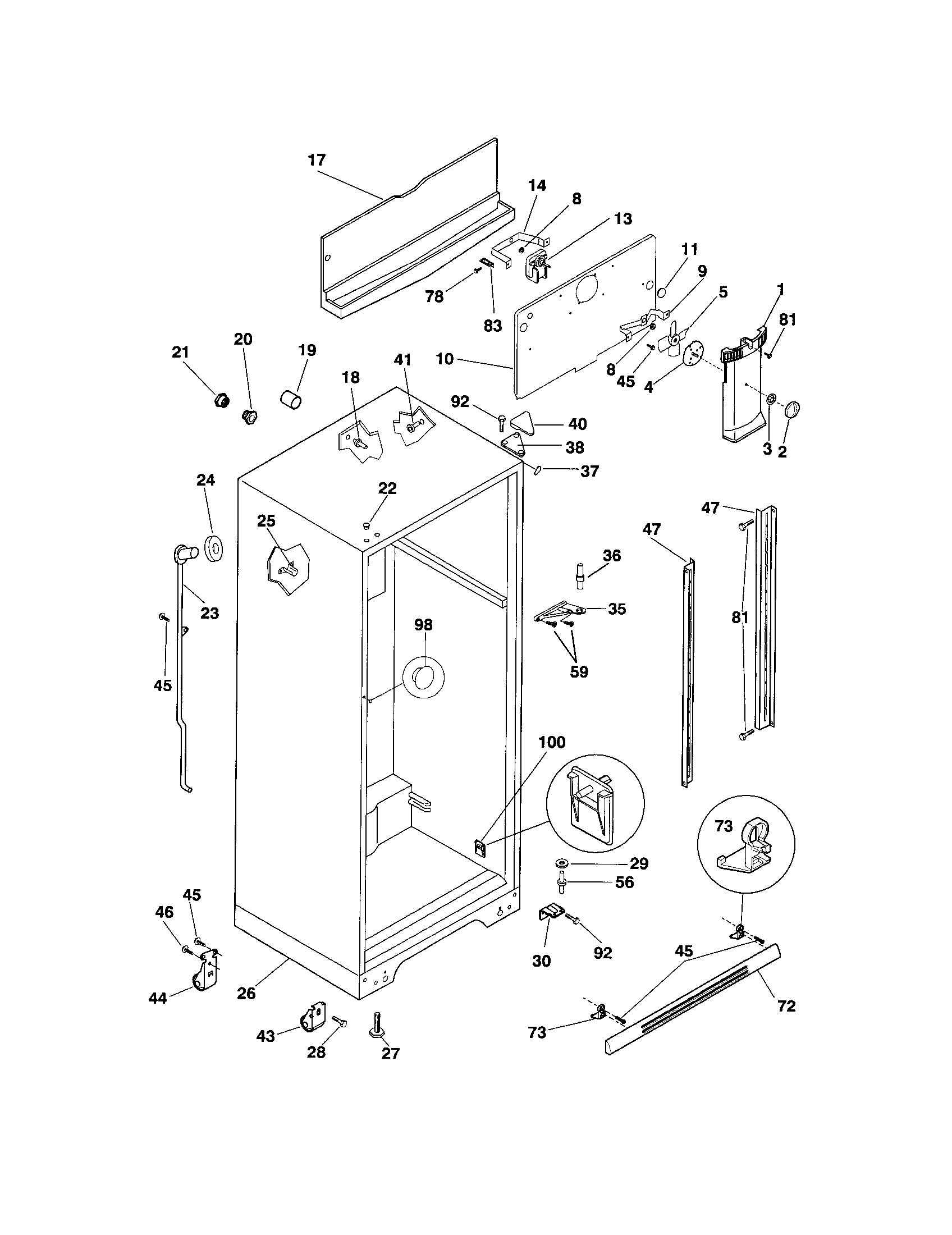 Frigidaire FRT21INGJW0 cabinet diagram