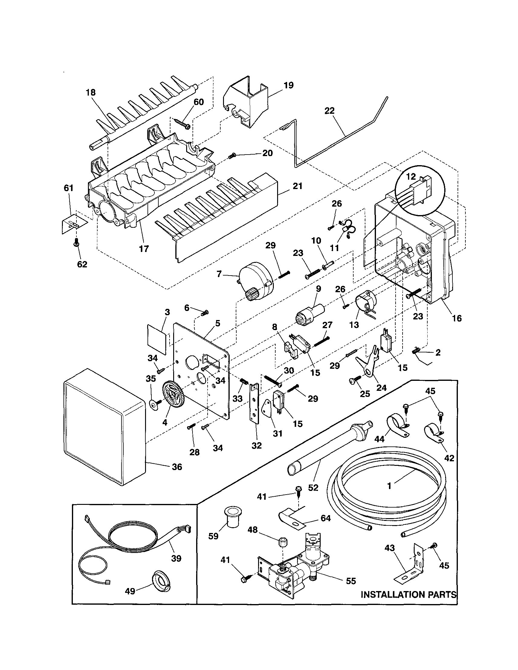 Frigidaire FRT21INGJW0 icemaker diagram