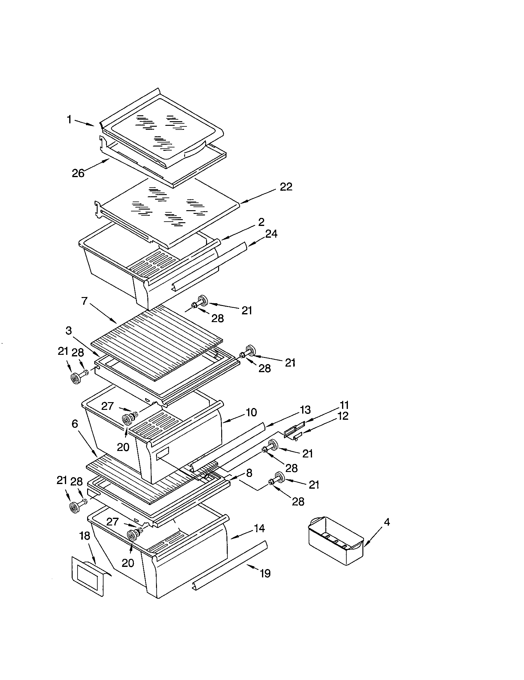 Kenmore 10653764201 refrigerator shelf diagram