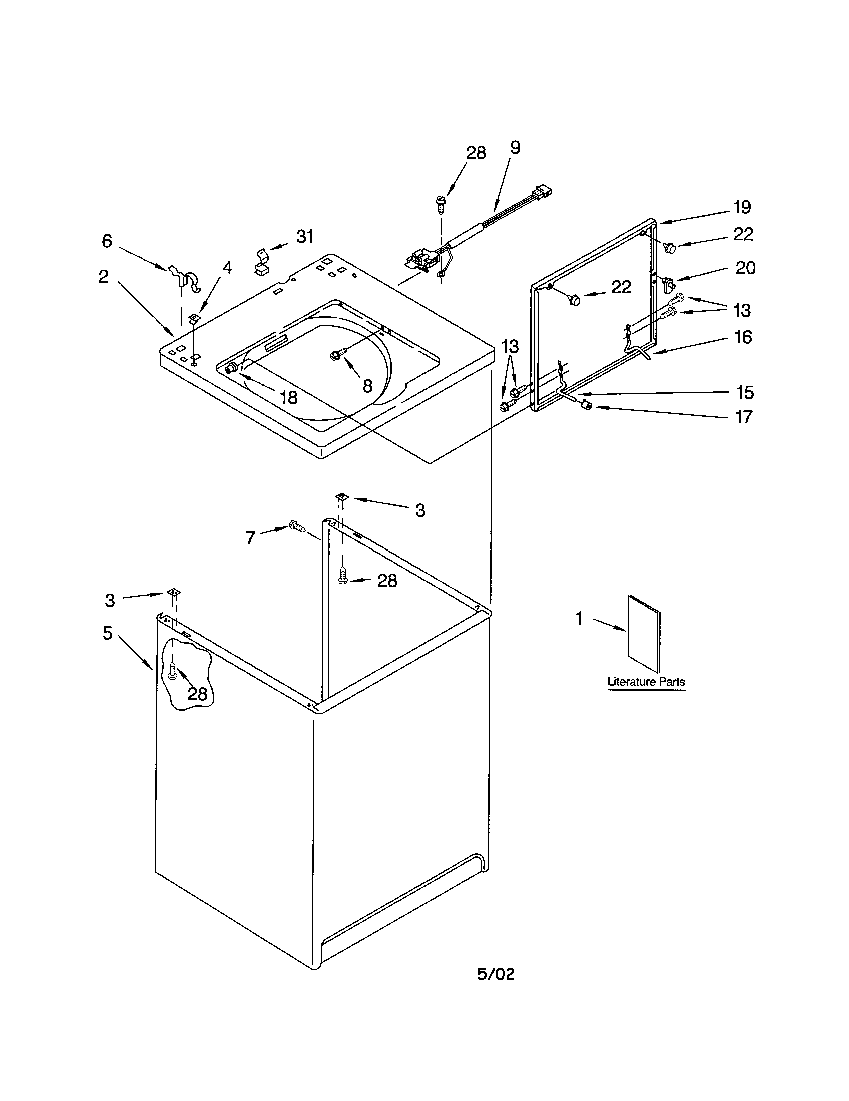 Whirlpool 8530090 top and cabinet diagram
