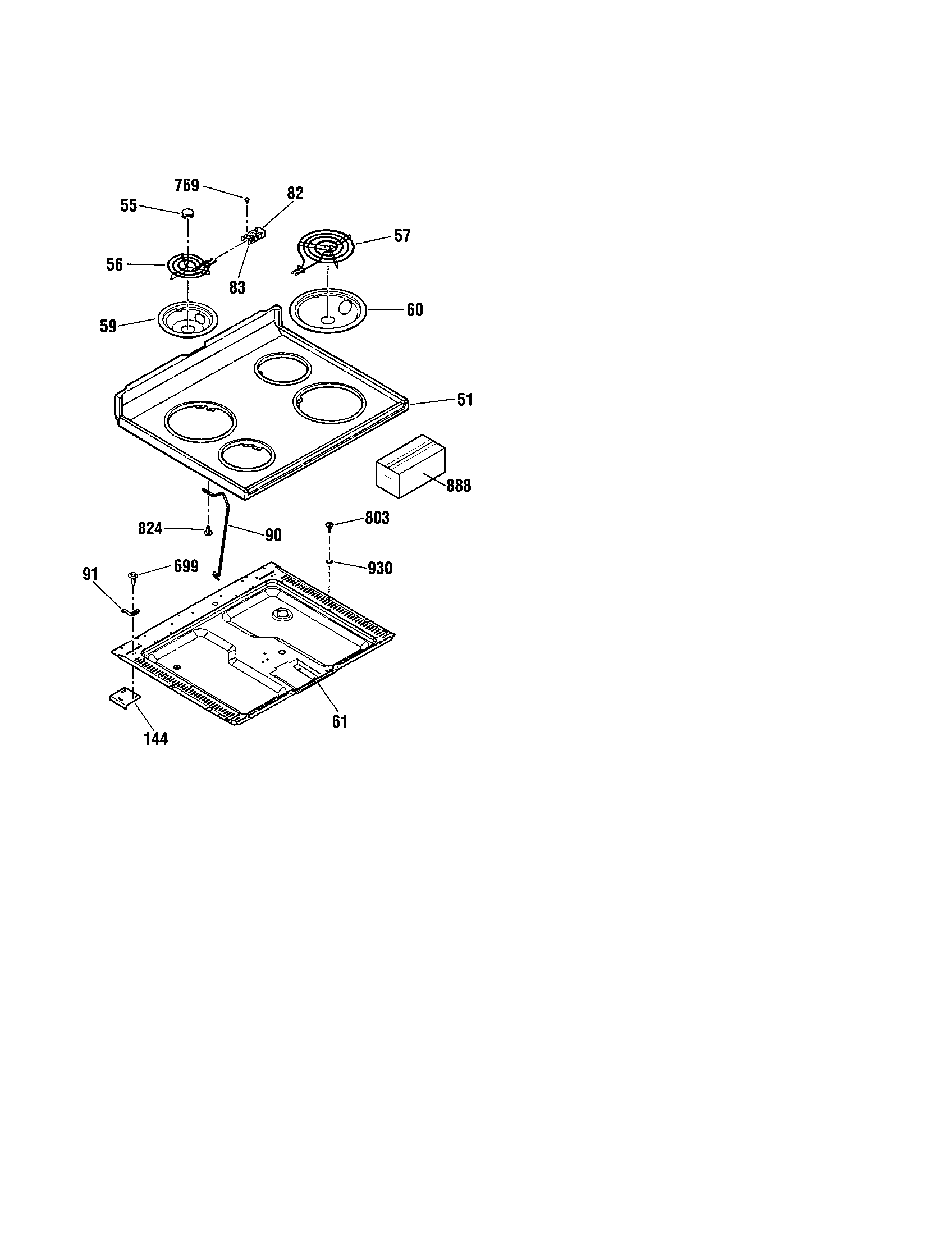 Kenmore 91193201891 maintop diagram