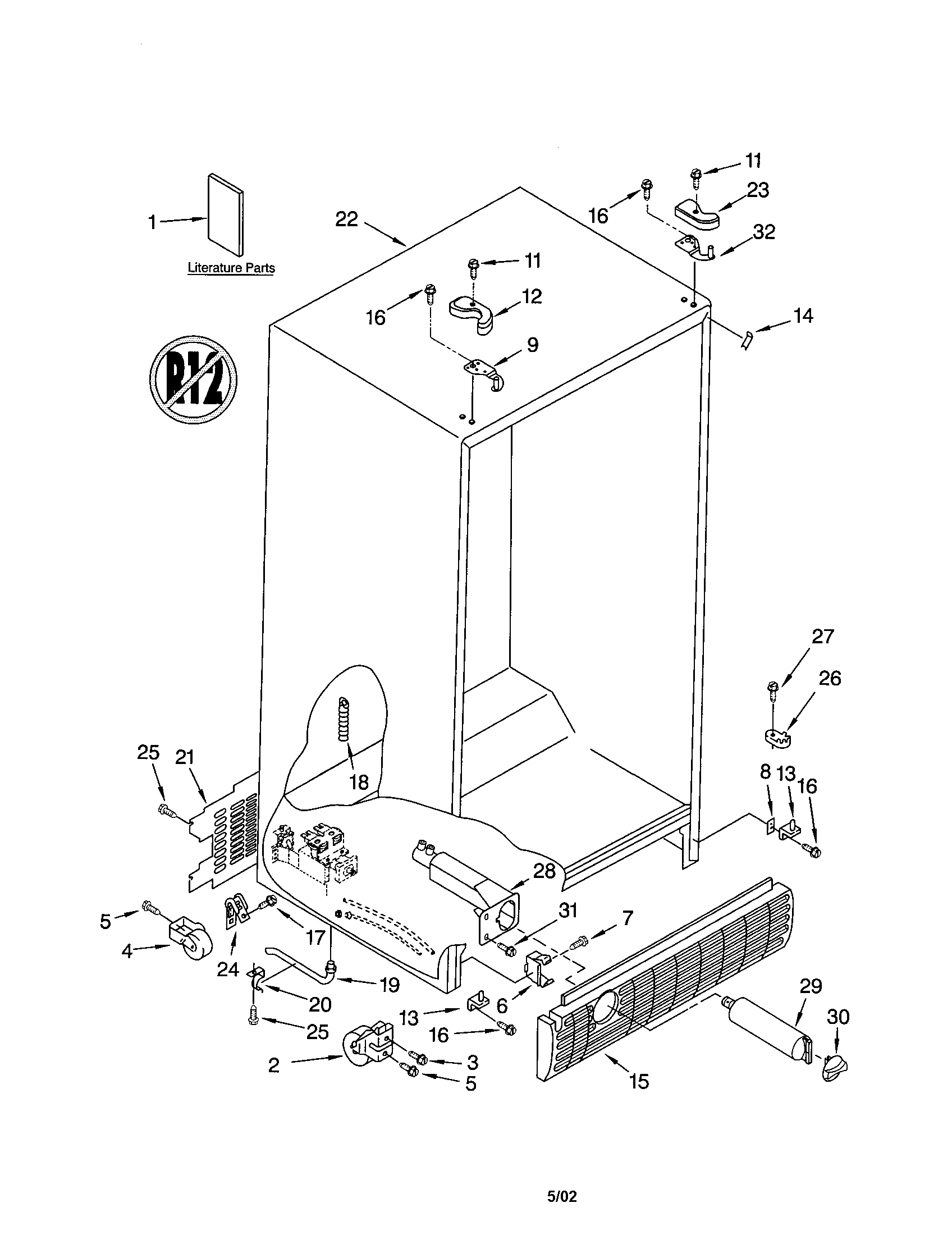 Kenmore 10651252104 cabinet diagram