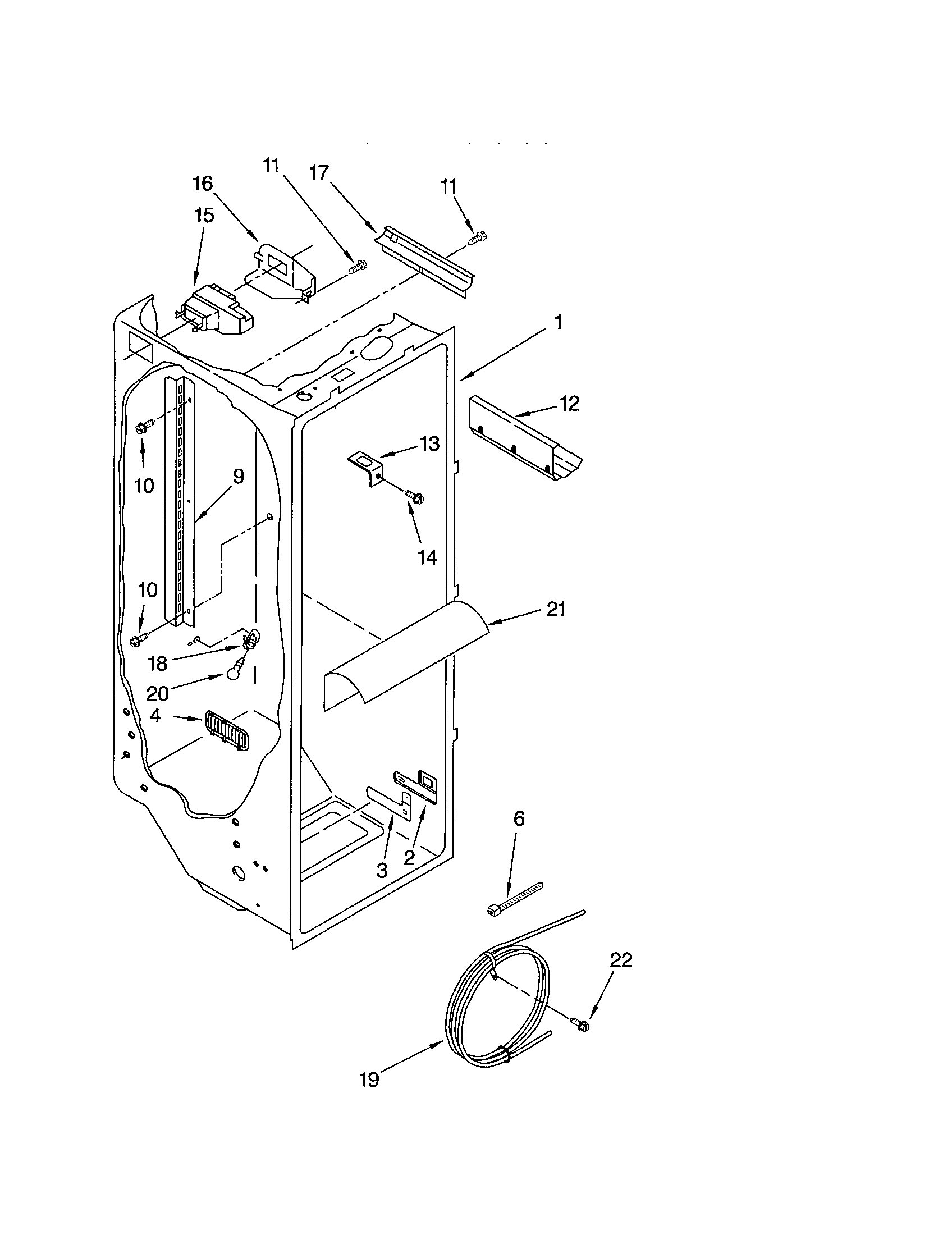 Kenmore 10651252104 refrigerator liner diagram