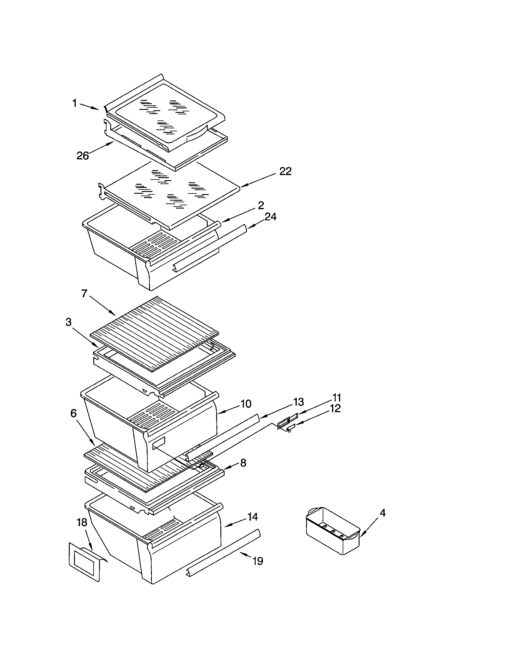Kenmore 10651252104 refrigerator shelf diagram