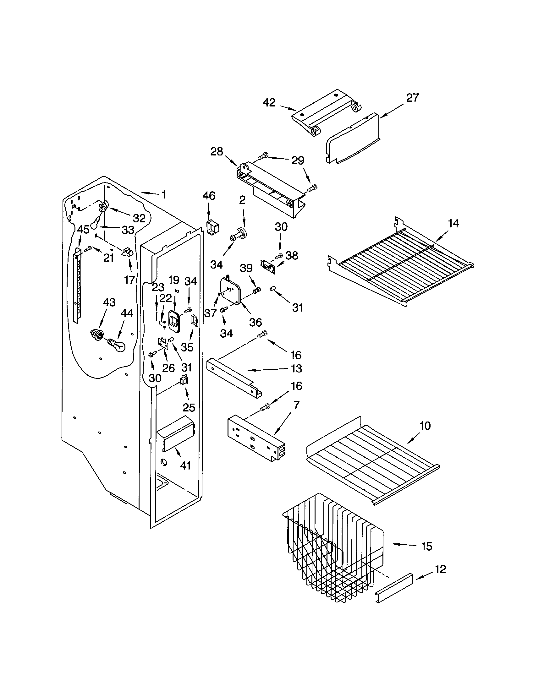 Kenmore 10651252104 freezer liner diagram