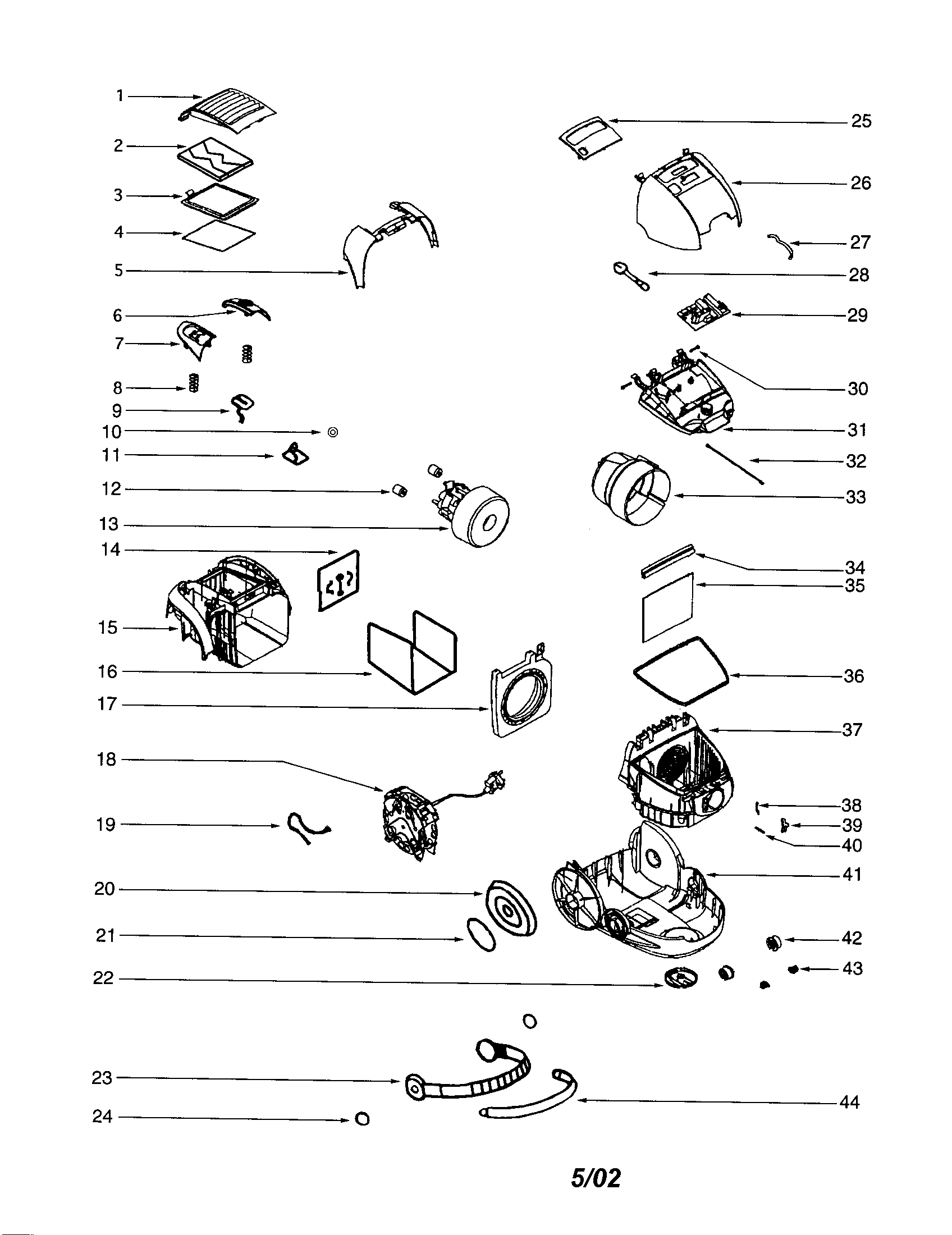 Eureka 6991A motor/hood-motor diagram