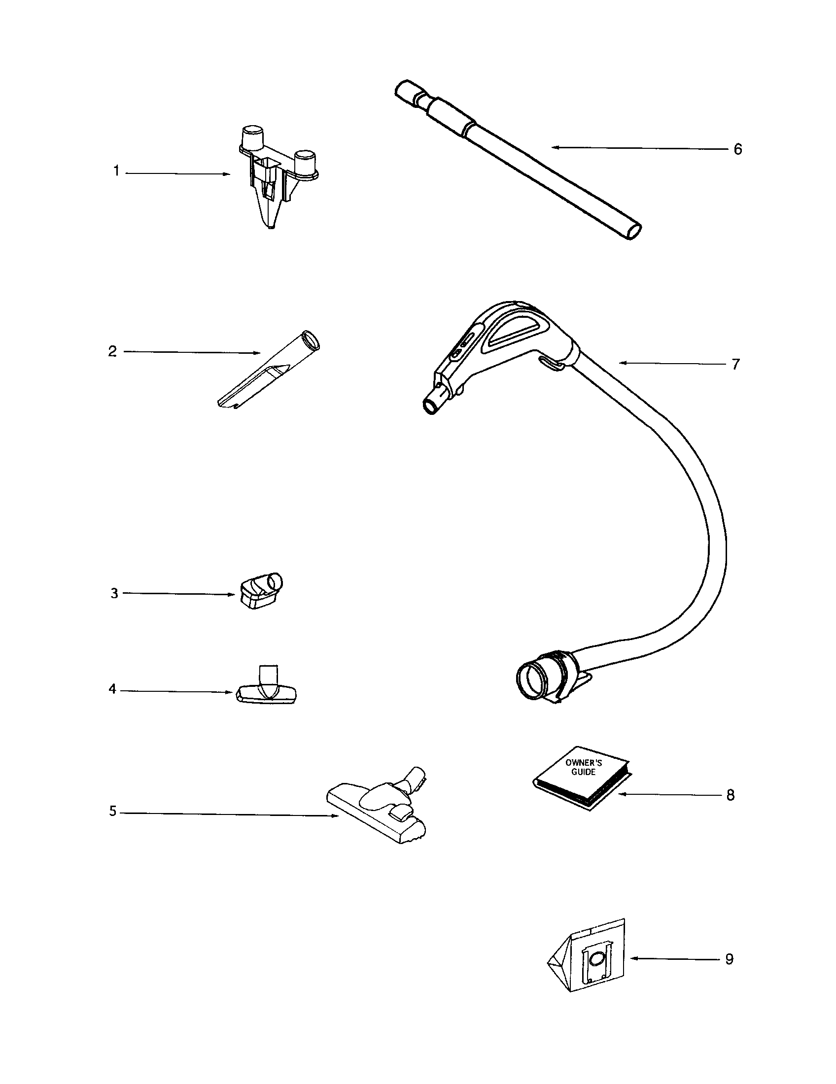 Eureka 6991A tool caddy/hose diagram