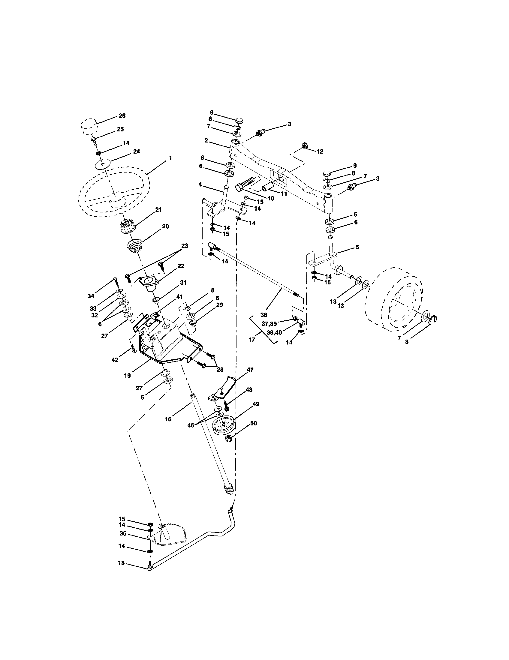 Craftsman 917274980 steering assembly diagram