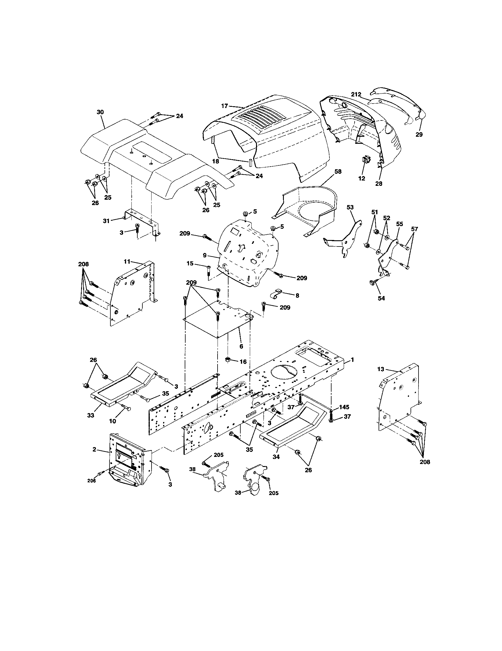 Poulan 270451 chassis and enclosures diagram