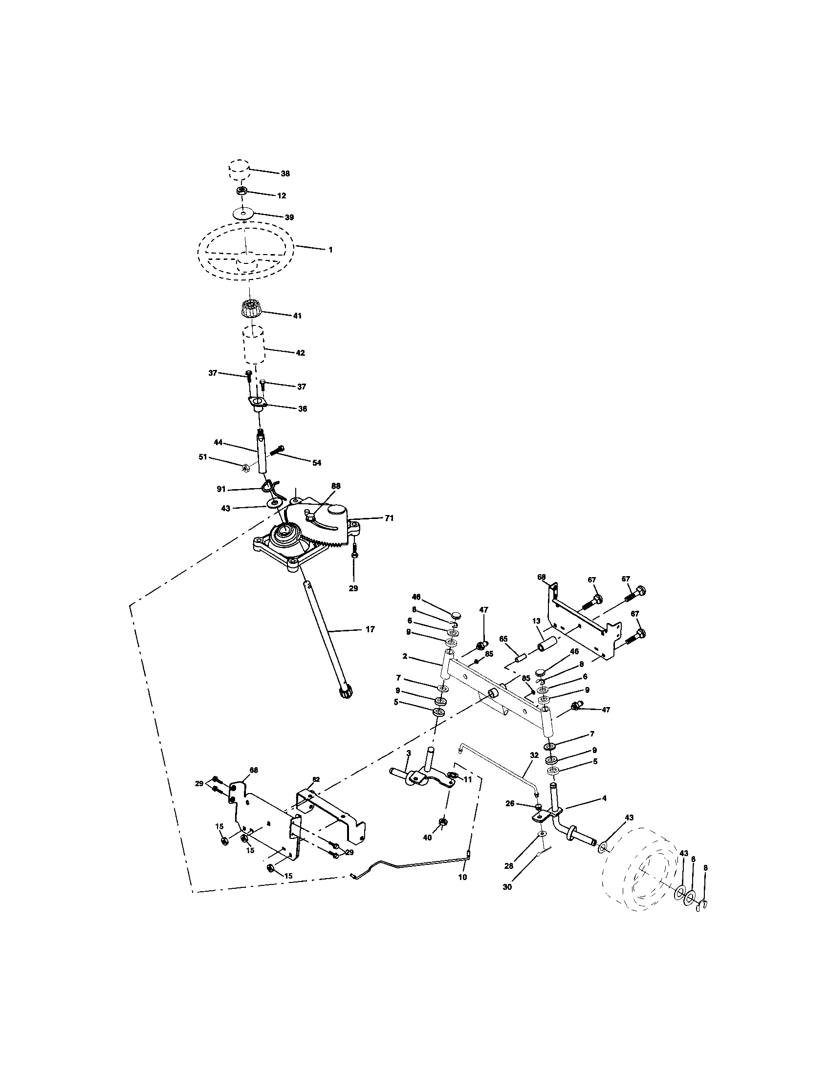 Craftsman 917271662 steering assembly diagram