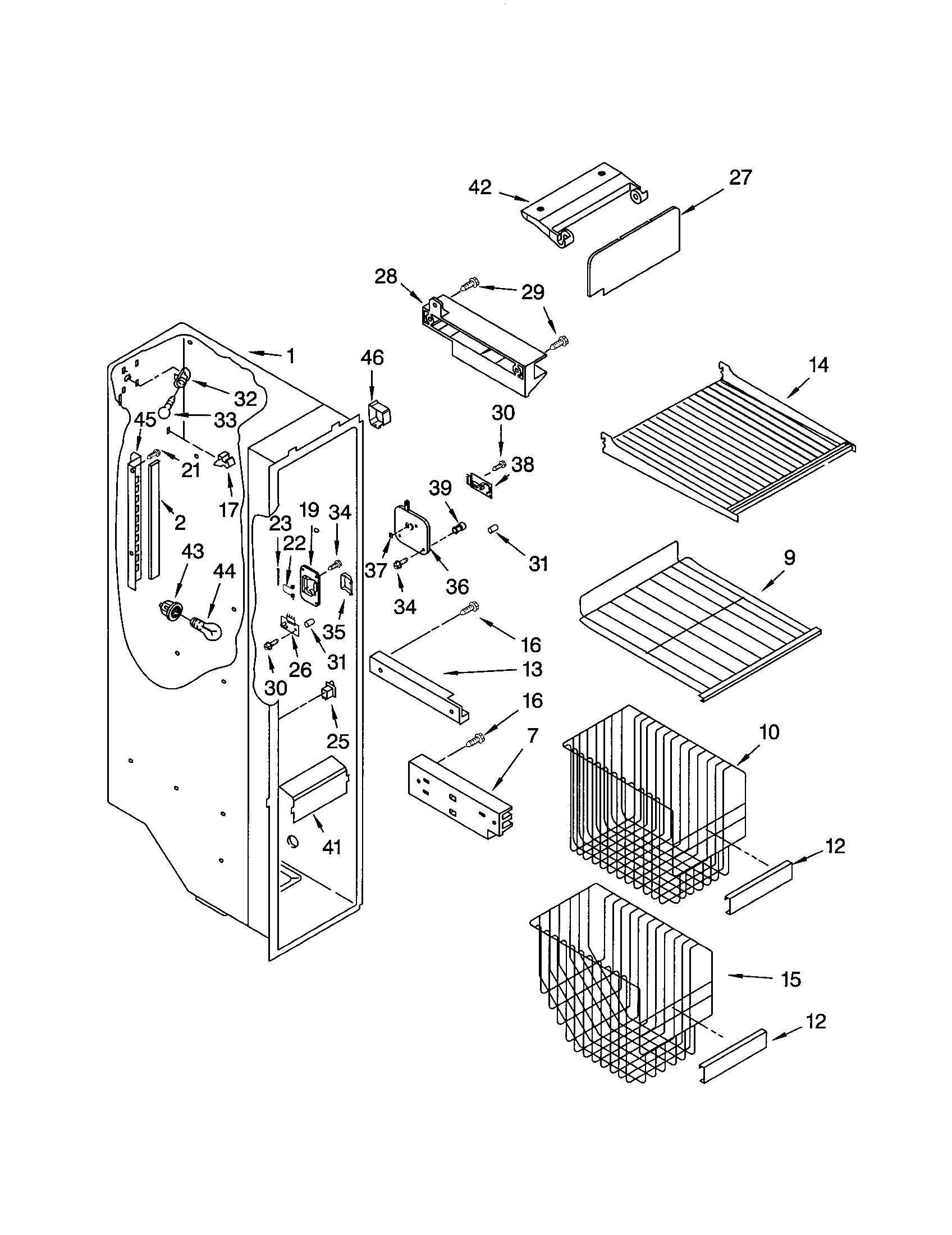 Kenmore 10653254202 freezer liner diagram