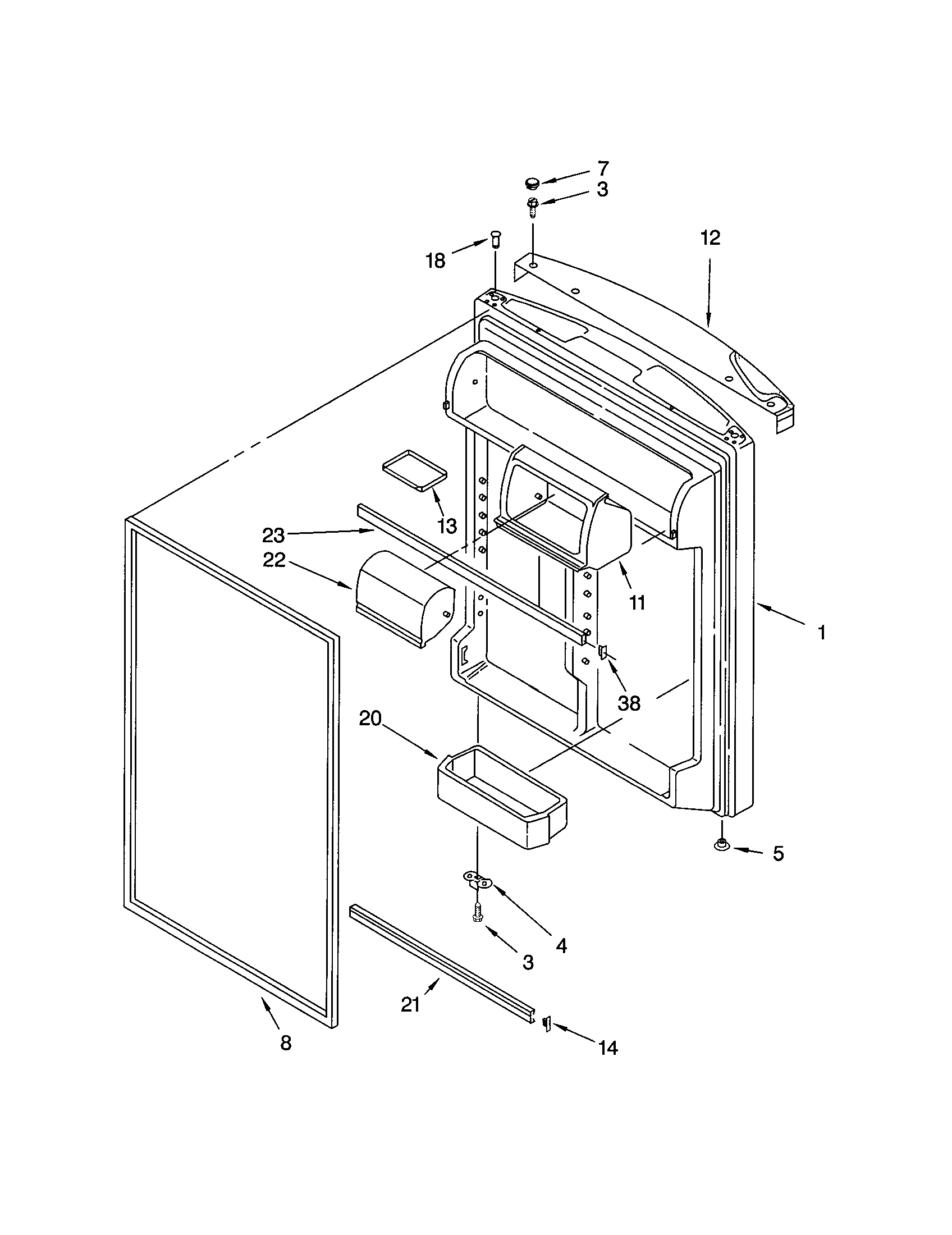 Kenmore 10672992207 refrigeator door diagram