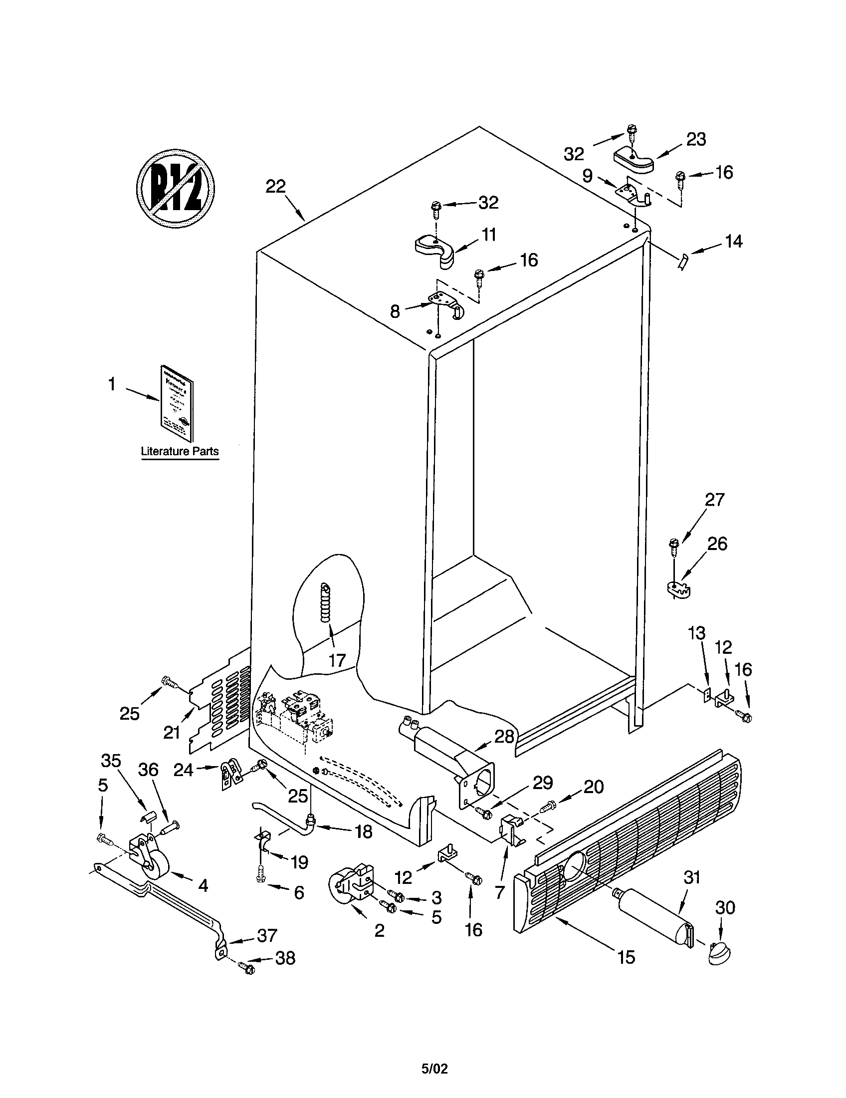 Kenmore 10653293202 cabinet diagram